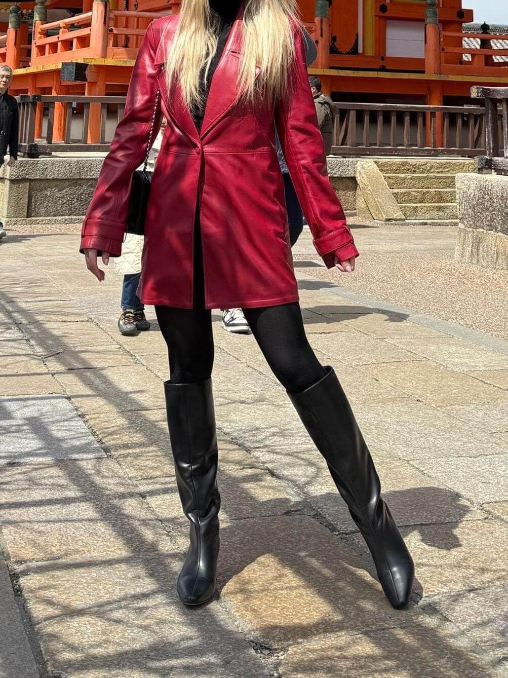 Coutgo Womens Knee High Boots Square Toe Kitten Heel Tall Boots Side Zipper Dressy Fall Shoes
