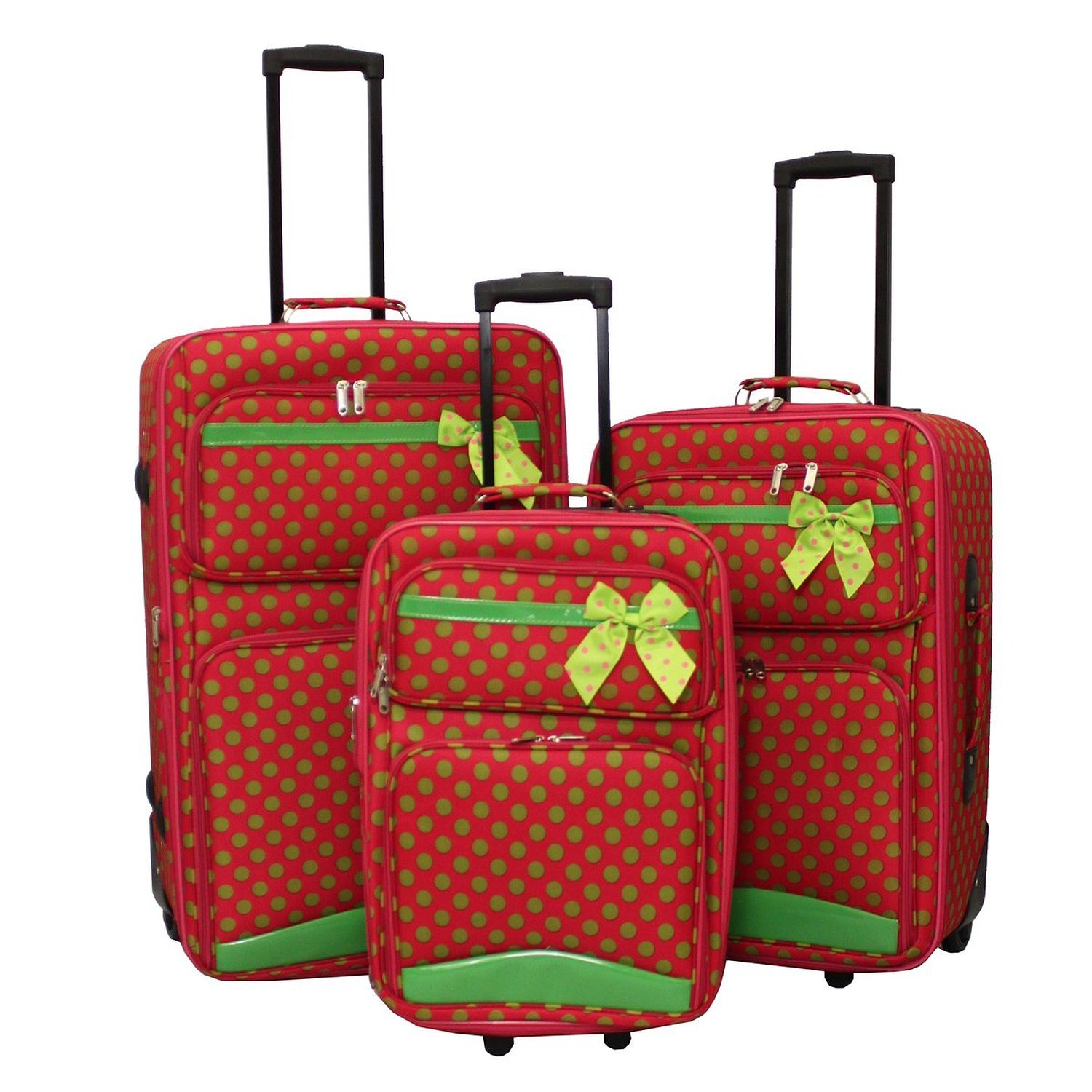 Argo Sport Polka Dot Ribbon 3Piece Expandable Upright Luggage Set