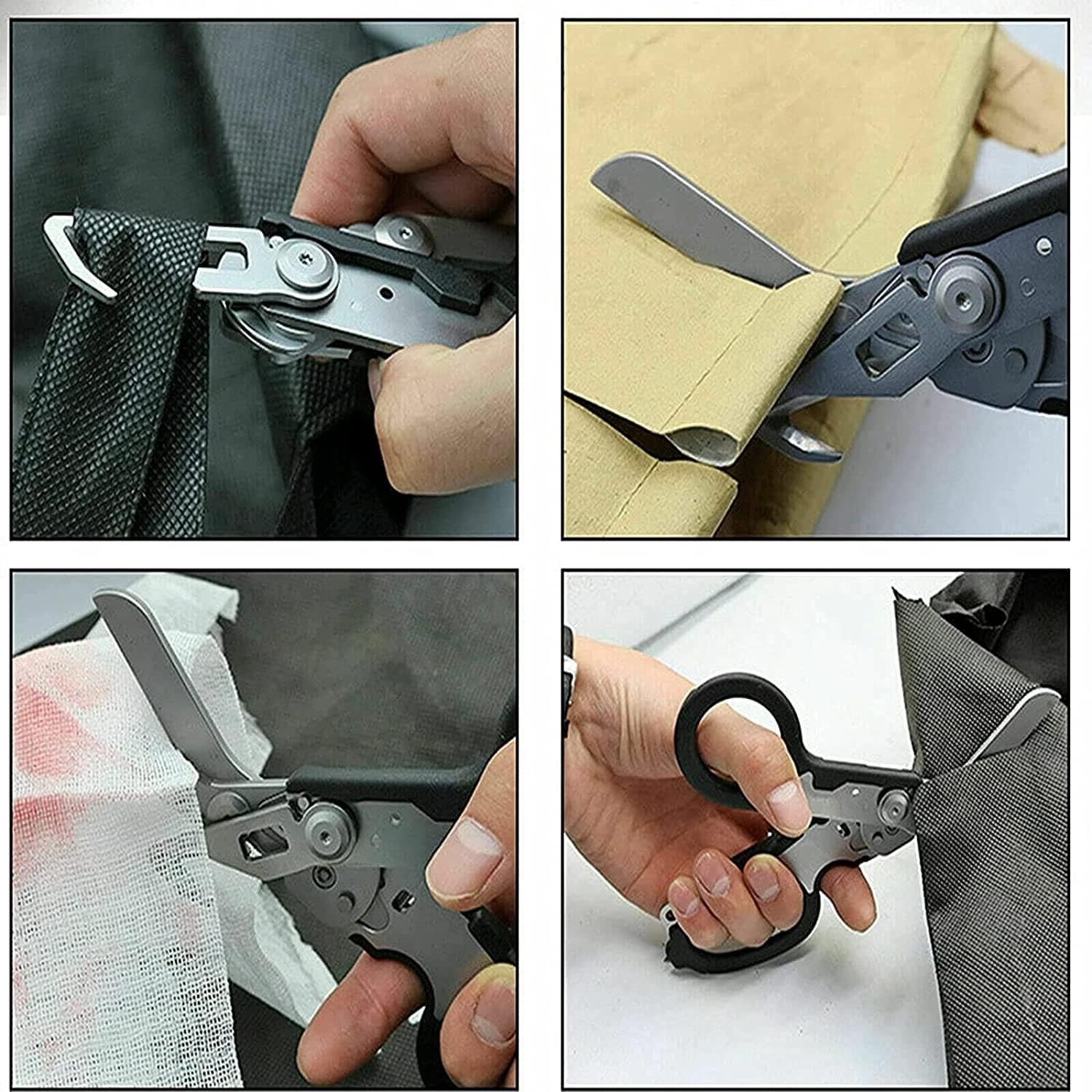 6 in 1 Raptor Emergency Response Shears with Strap Cutter and Glass Breaker Black with MOLLE Compatible Holster (Shears with holster)