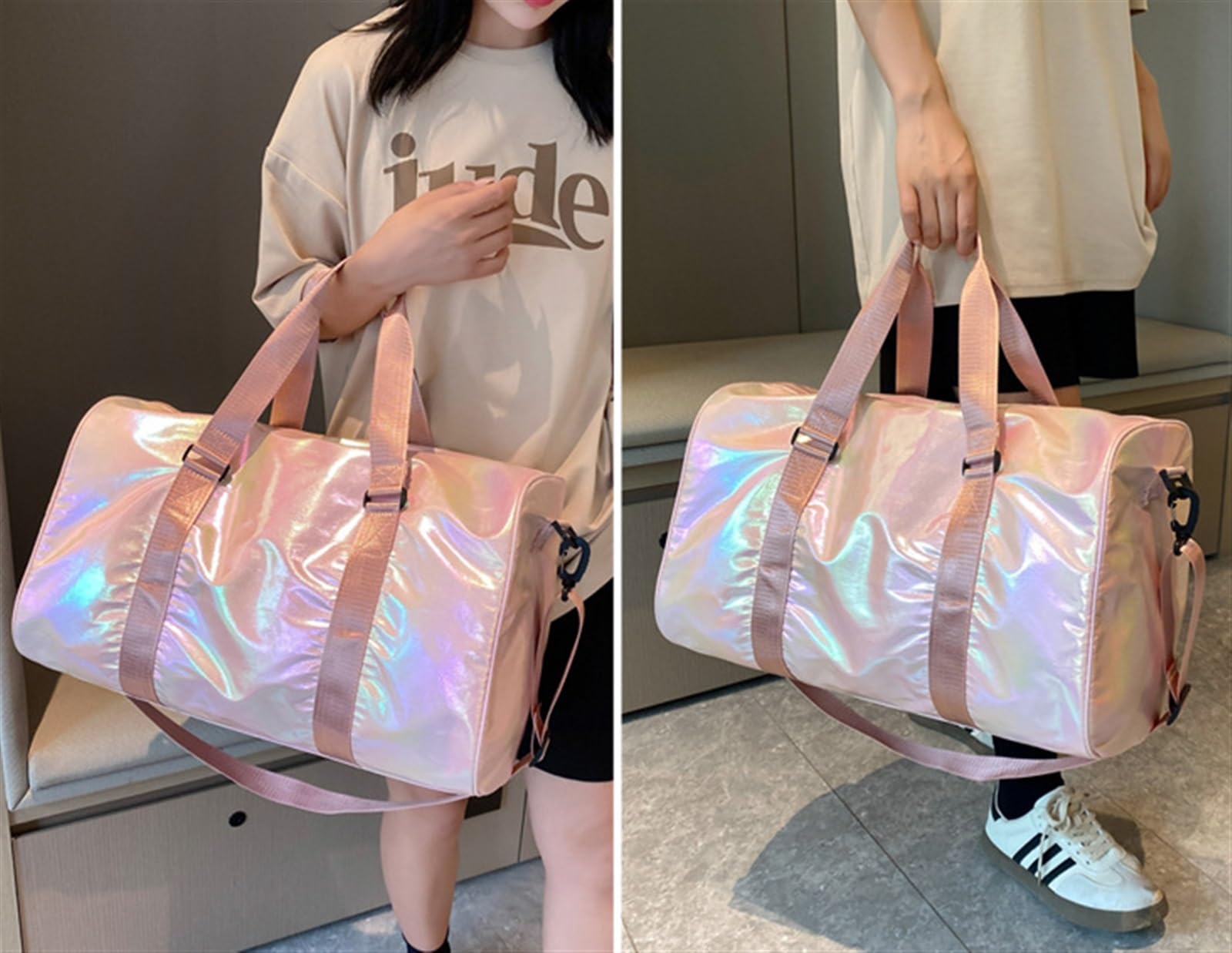 Bolsa Portatrajes Bolsa de Viaje Bolsa De Equipaje Portátil De 18 Pulgadas, Bolsa De Viaje Al Aire Libre, Bolsa De Yoga Deportiva Separada Seca Y Húmeda Bolsa Portatrajes de Viaje Bolso Porta Trajes (