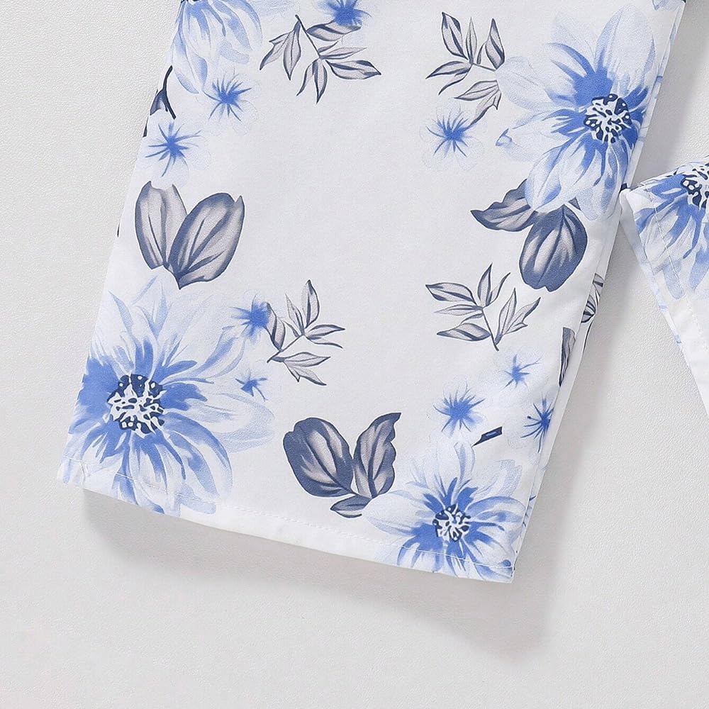 Girls 2 Piece Outfits Long Sleeve crop top and Blue Rose Print Wide Leg Pants Jumpsuit Set 7-13 Years - Image 4