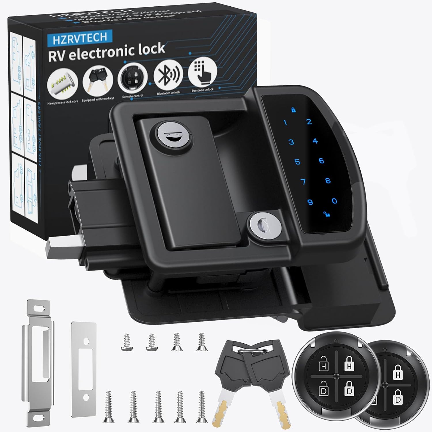 RV Door Lock Replacement Keyless Entry LED Keypad, 0 to 9 Password，Premium Camper Door Lock, Durable RV Door Latch for Various Types of RVs (Keyless Entry Keypad)