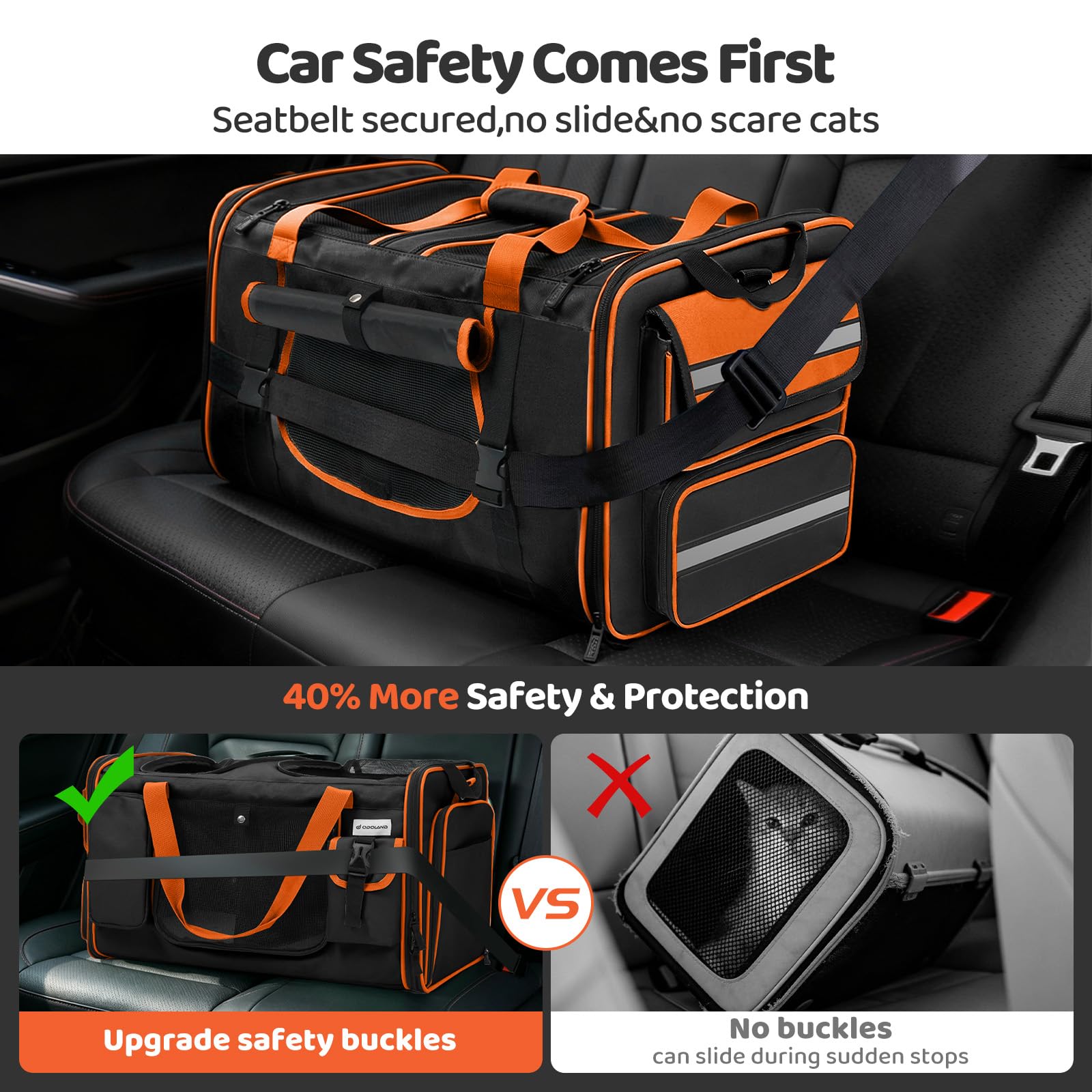 Transportador de gatos extragrande expandible para 2 gatos con caja de arena para gatitos, gatos grandes y perros pequeños, transportador plegable doble para mascotas grande para viajes en coche