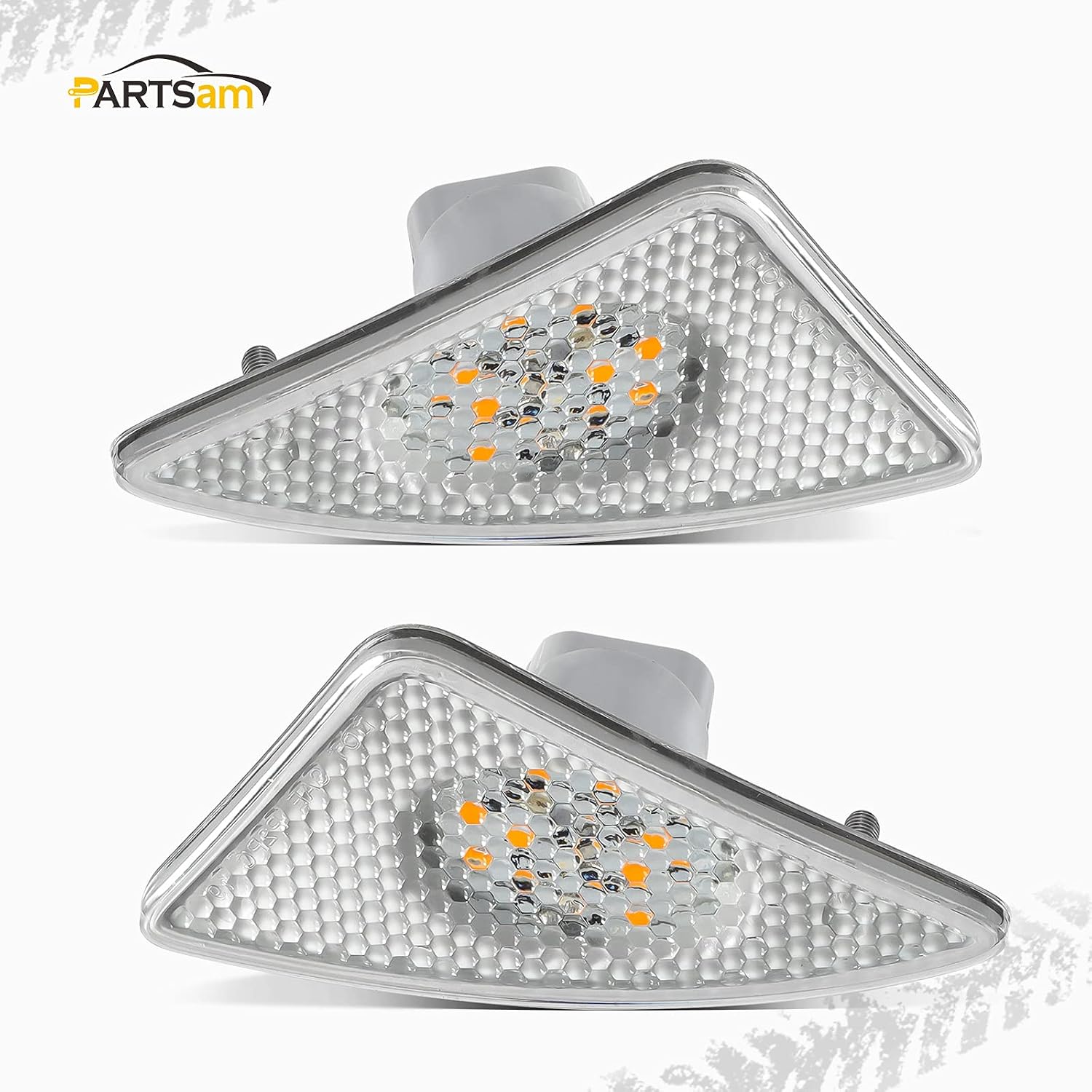 Partsam Replacement for 2008+ Kenworth T660 Amber Led Front Turn Signal Side Marker Light Assembly Driver/Passenger Side Clear Lens, LED Fender Signal Lights for Kenworth T170/T270/T370/T660 Trucks