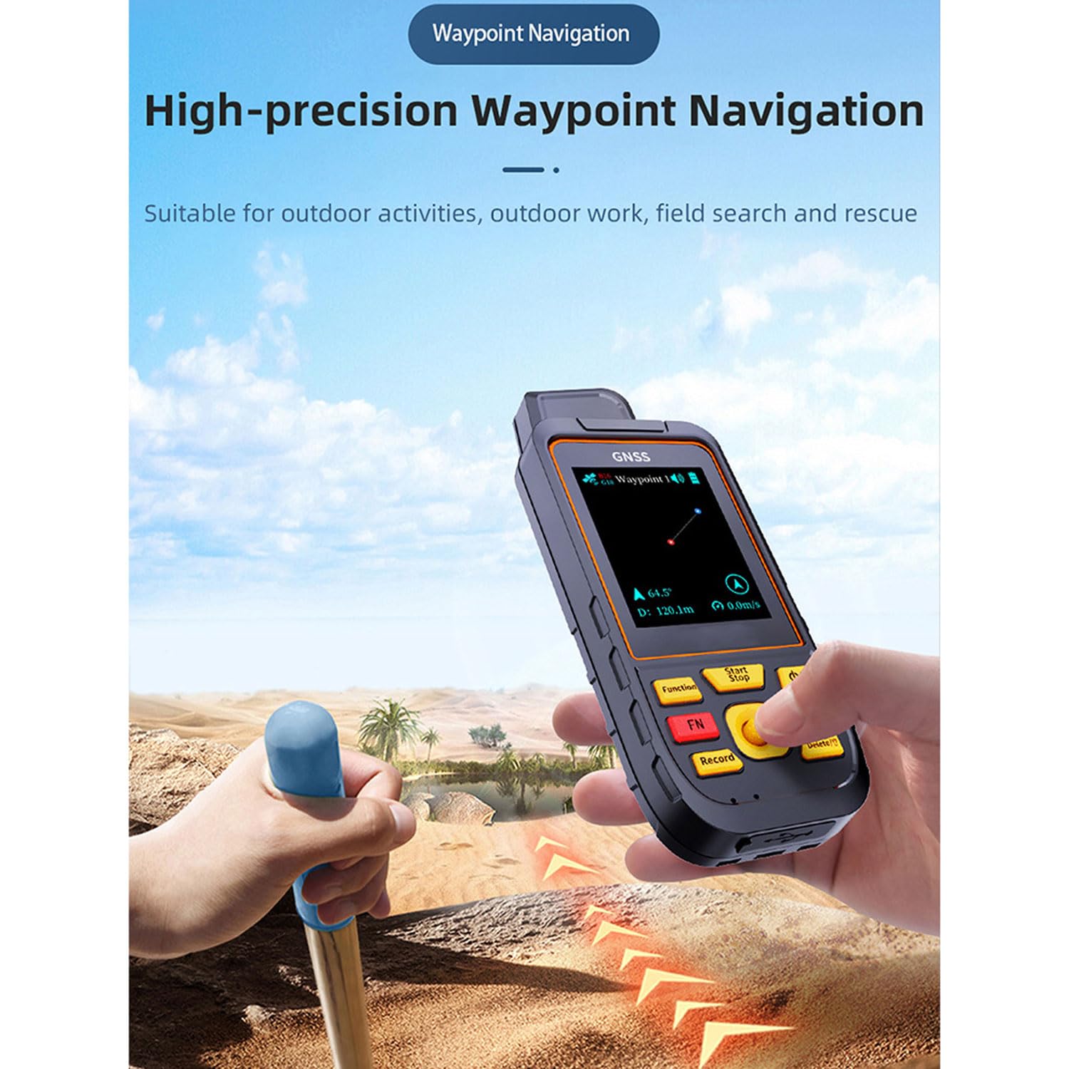 Equipo De Topografía GPS, Medidor Terrestre GNSS Profesional Portátil con Pantalla LCD De 3,6 Pulgadas, Resistente Al Agua IP67, Hora De Trabajo De 30 Horas, Registro De Área De 200 Piezas