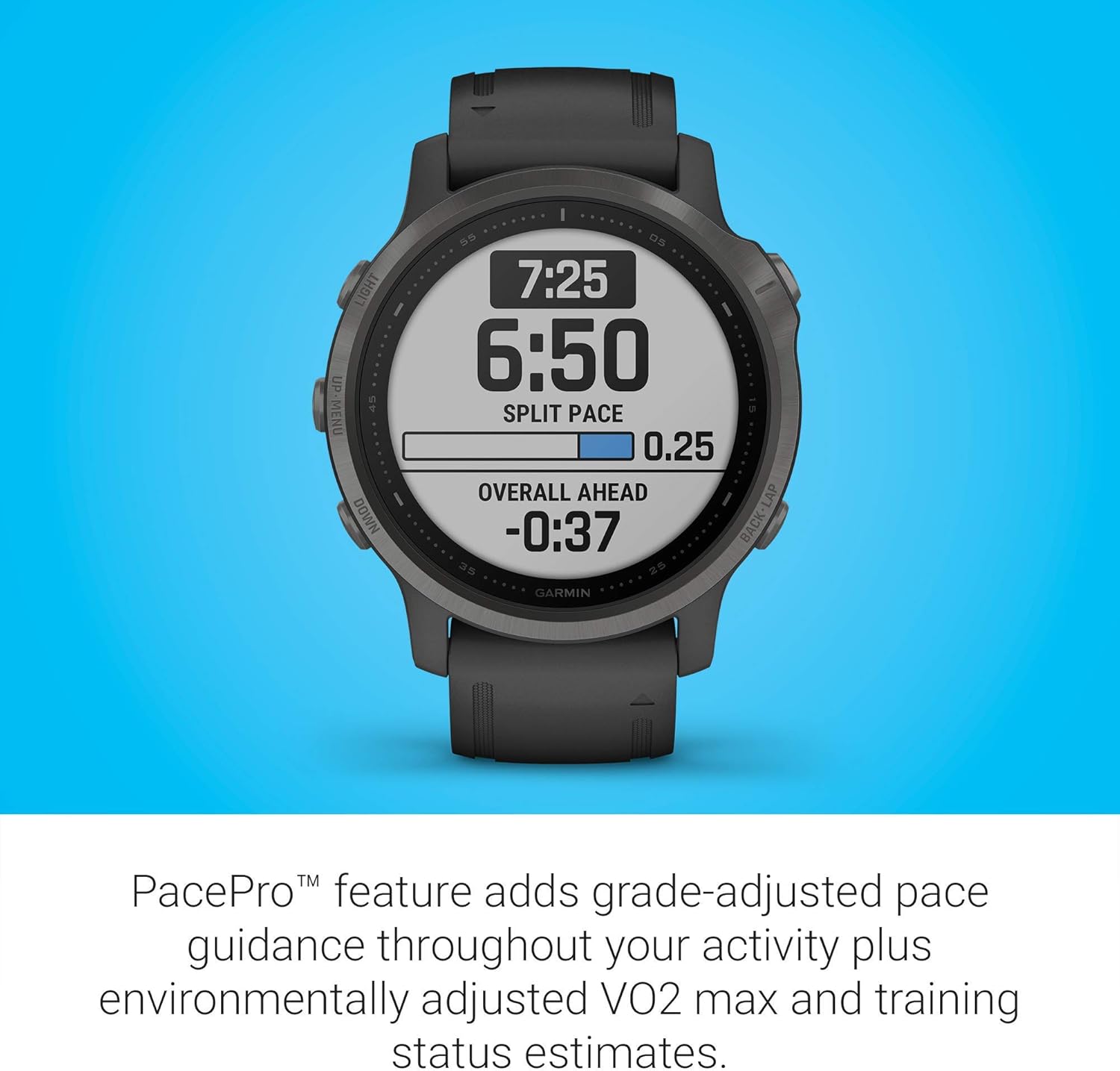 Garmin Fenix 6S Sapphire, Premium Multisport GPS Watch, Smaller-Sized, Features Mapping, Music, Grade-Adjusted Pace Guidance and Pulse Ox Sensors, Black (Renewed)