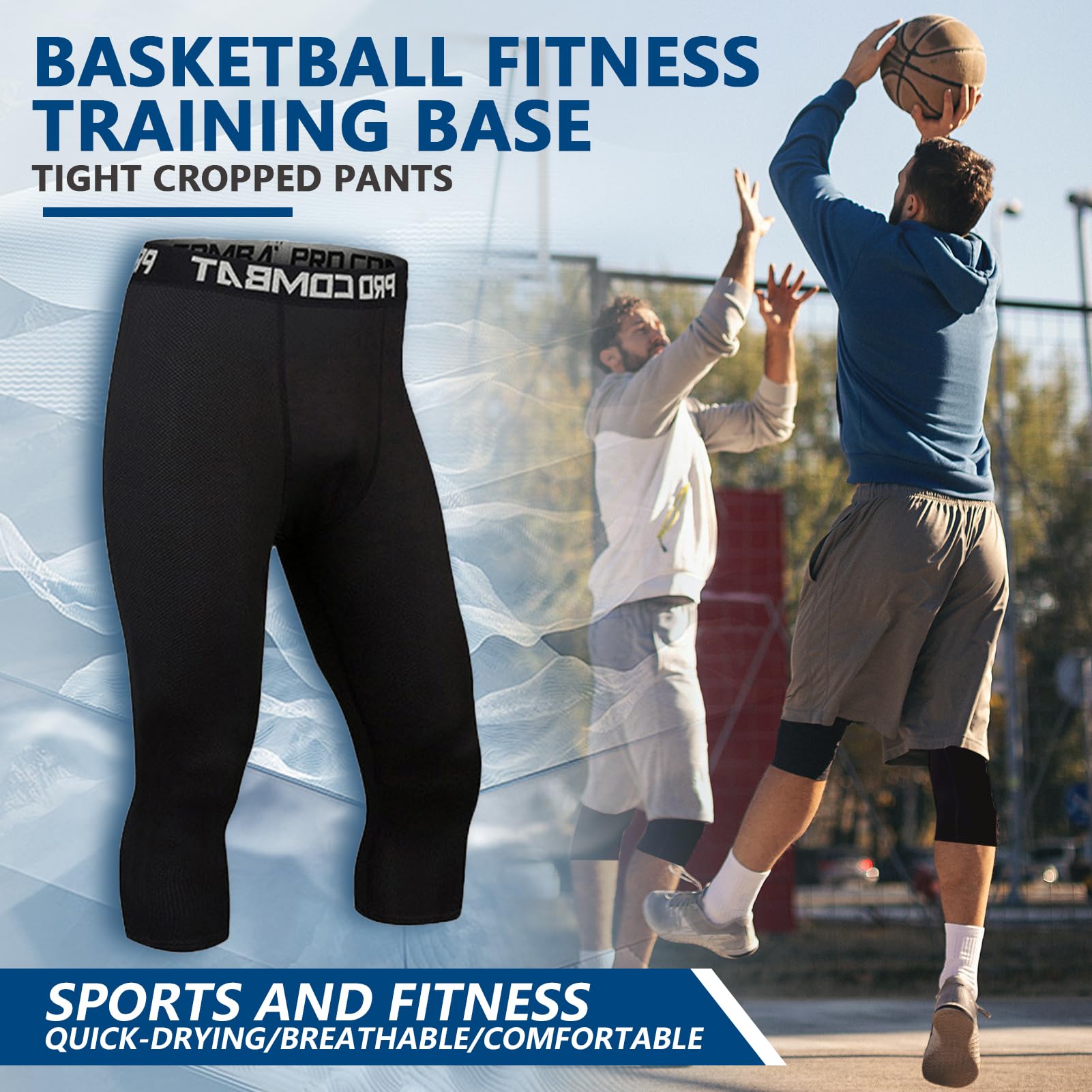 3/4 Pantalones de Compresión Deportivos Dry Carriendo para Ciclismo Golf Yoga, 2 Pack