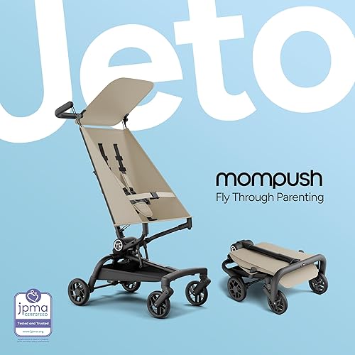 Miniatura 9 de Mompush Jeto - Cochecito de viaje ligero 9.8 libras ultracompacto, plegable con una sola mano, aprobado para cabina de avión, ruedas todo terreno,