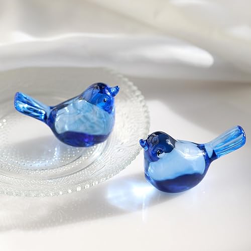 Miniatura 4 de H&D HYALINE & DORA Figura de pájaro de cristal hecha a mano de 3 pulgadas, adorno de pájaros de vidrio soplado, animales de cristal, figuras