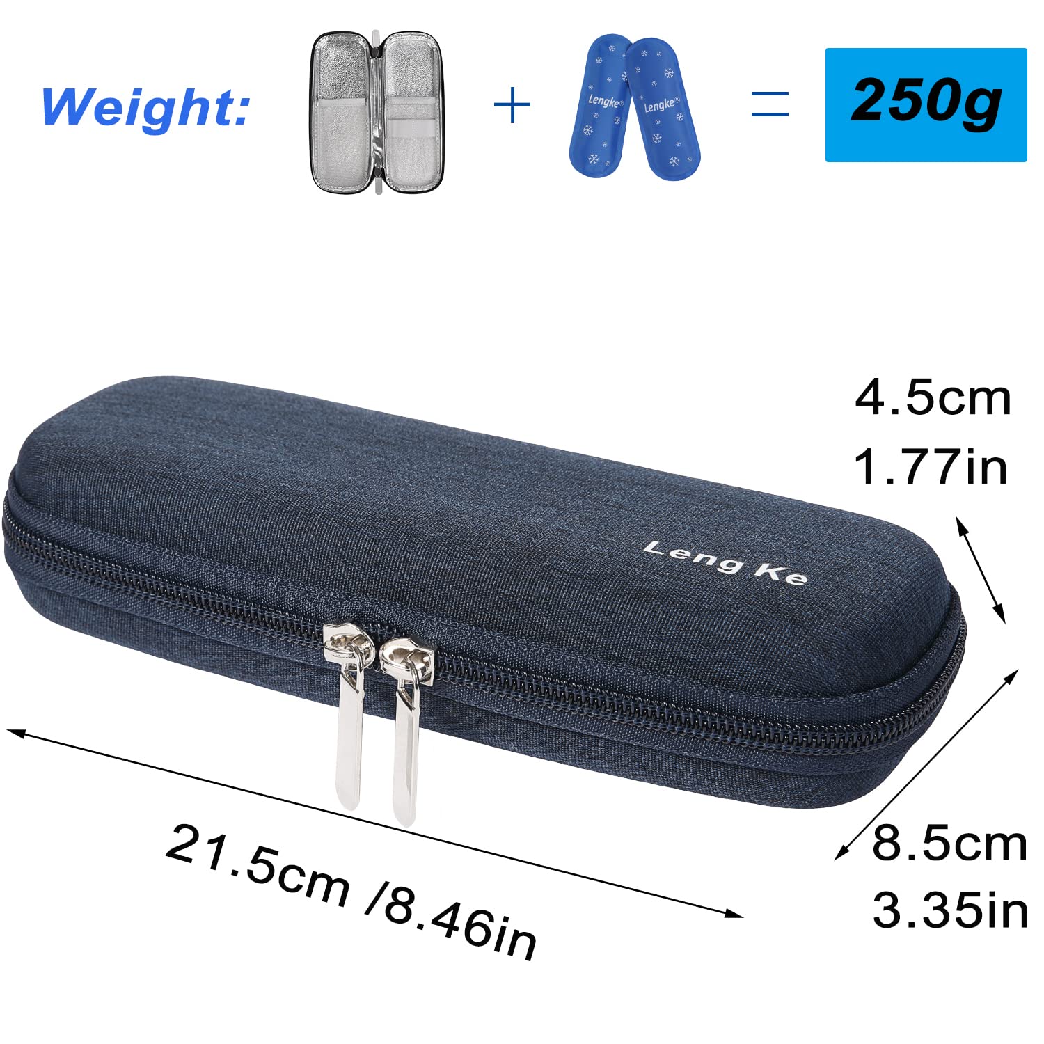 JAKAGO EVA Compact Insulin Cooler Travel Hard Case,Lightweight and Durable Diabetic Small Storage Travel Packs for Insulin Pens & Needles with 2 Ice Pack (Blue) - Image 2