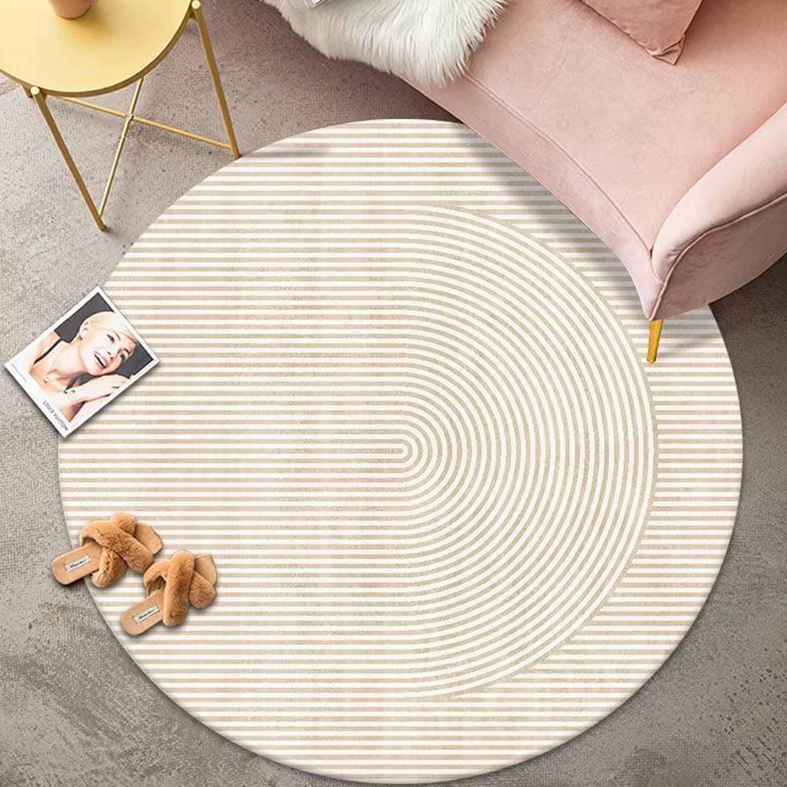 Tapis minimalistes Modernes Tapis de Chambre Ronds Gris crème 60cm 80cm 100cm 120cm 140cm 160cm 180cm 200cm Extra Large pour à Coucher Jardin Salon