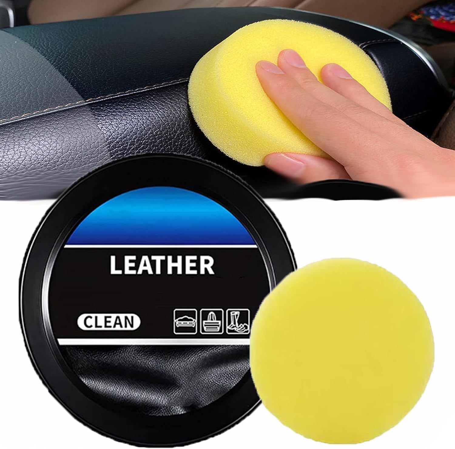 Leather Conditioner,Leader Cleaning and Care Cream & Cleaning Paste for Leather Care,Universal Leather Care Cleaning Cream,Automotive Interior Conditioner Paste for Car,Furniture (Black-260g)