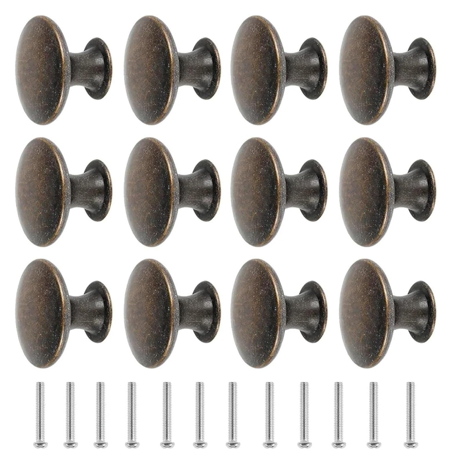 Gkirqvpe One Color Cabinet Knobs, Cabinet Knobs Bronze Round Zinc Alloy Drawer Handles Pack Of 12 For Kitchen Wardrobes