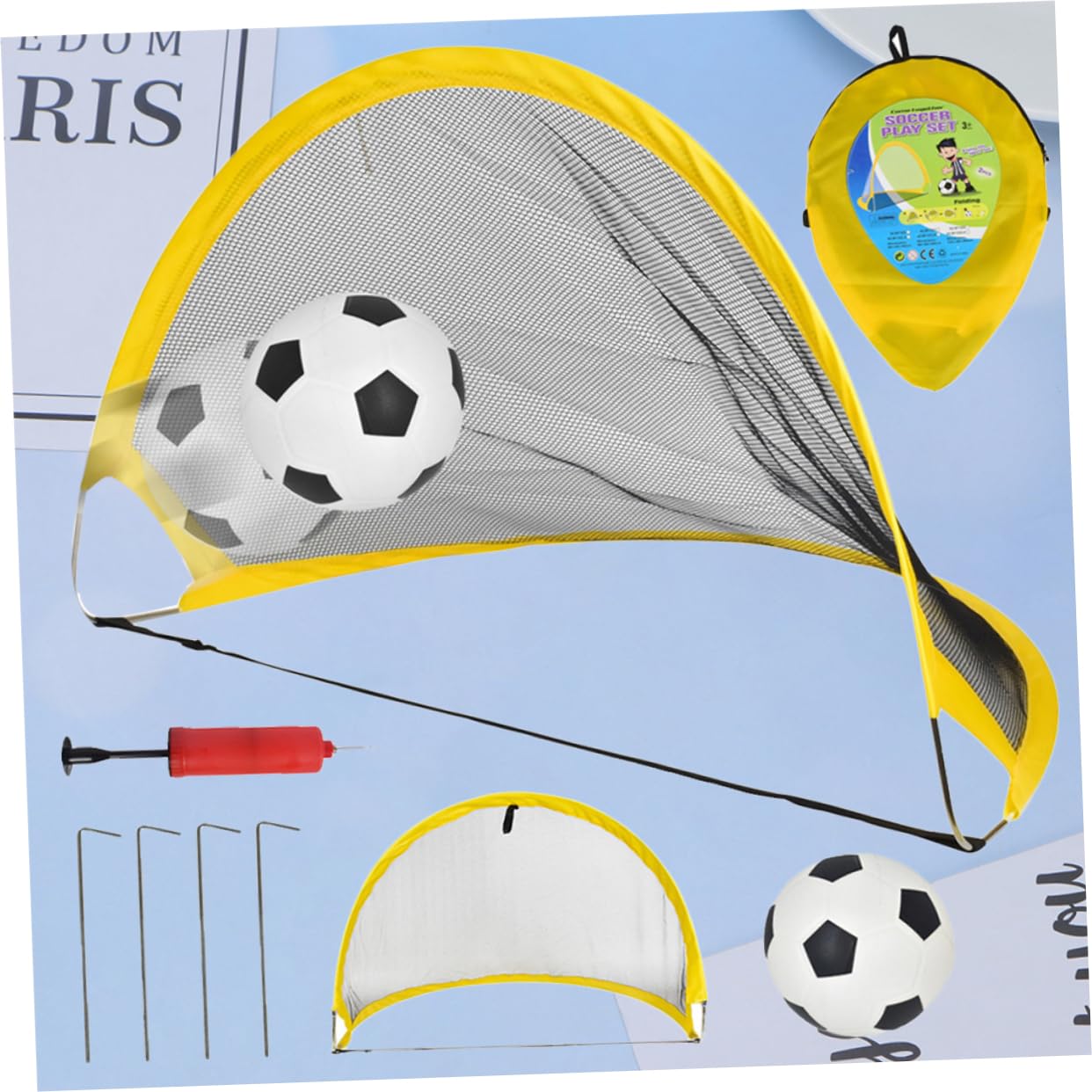 Sosoport Folding Goal Football Net 1 Set Mini Soccer Goals Indoor Replacement Net for Football Suitable for Backyard Gym
