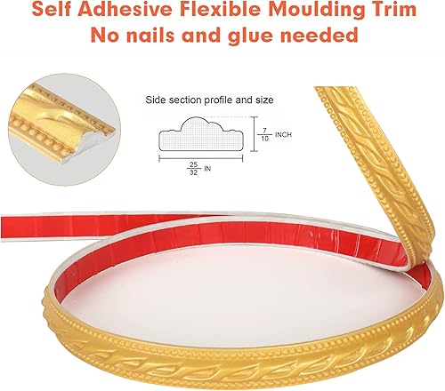 Miniatura 2 de Moldura flexible autoadhesiva de 164 pies para despegar y pegar 3D impermeables adhesivas decorativas para borde de espejo pared de fondo de TV