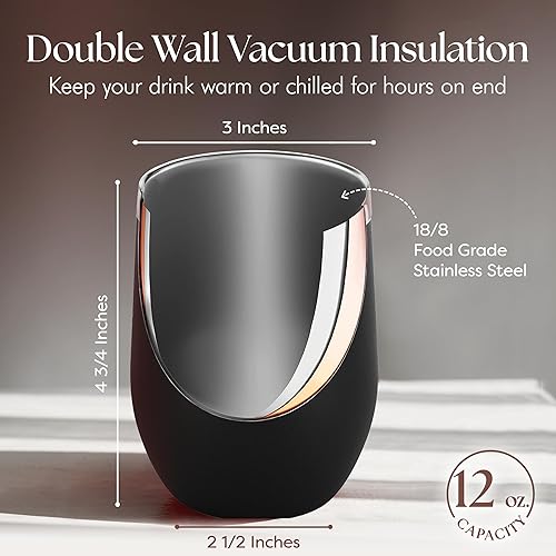 Miniatura 6 de Vasos de vino personalizados con texto y logotipo, 12 onzas, grabado con láser, de acero inoxidable, con aislamiento al vacío, taza de viaje con