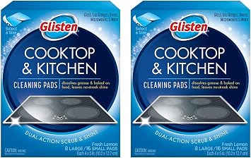 Glisten GC0608T Cooktop & Kitchen Cleaning, 8 Large/16 Small Pads Per Box, 2 Pack