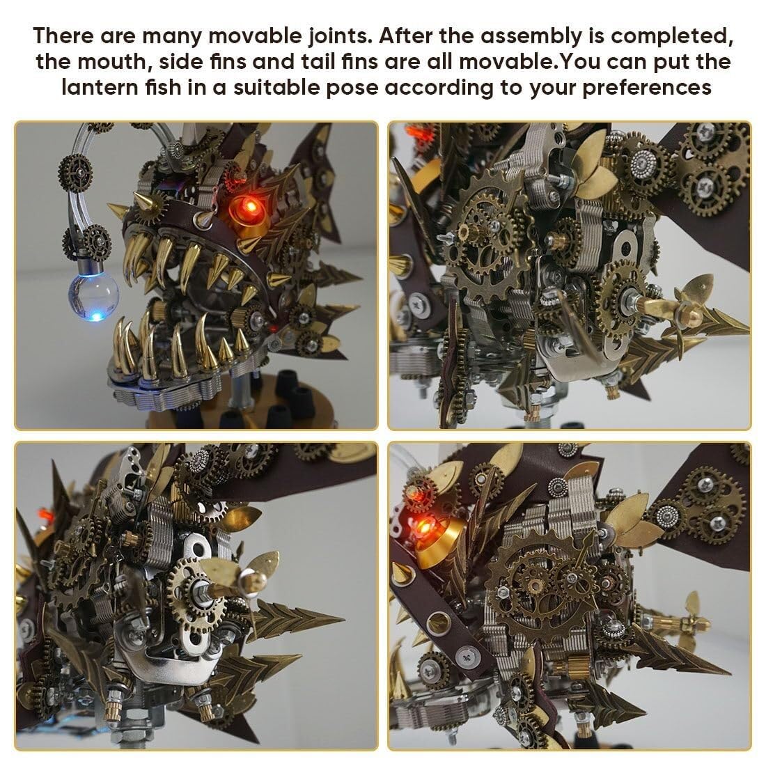 Modello di puzzle 3D Steampunk Lantern Fish - Kit di montaggio in metallo da 700+ pezzi for bambini e adulti, perfetto come regalo di Natale e Halloween