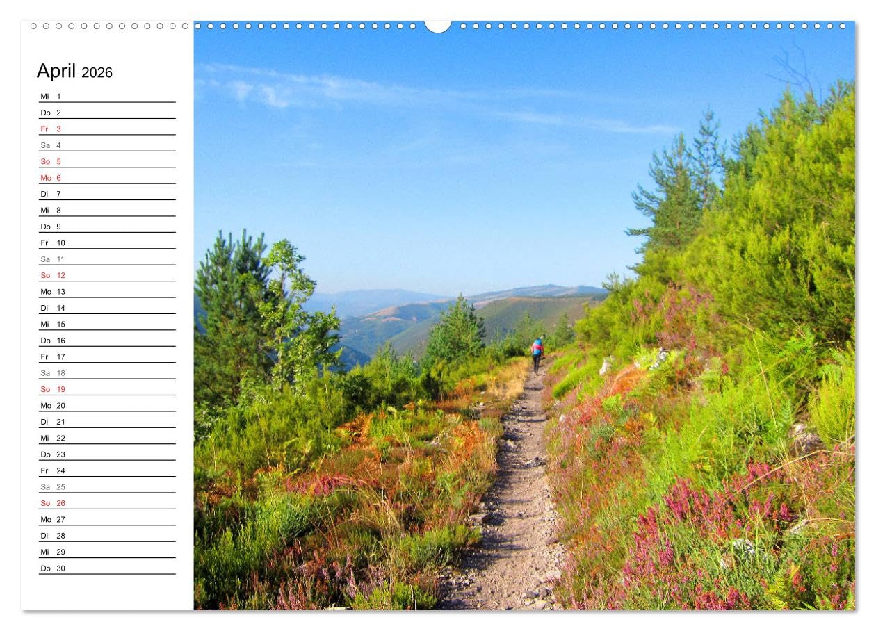 Jakobsweg - Camino Primitivo (hochwertiger Premium Wandkalender 2026 DIN A2 quer), Kunstdruck in Hochglanz: Pilgerweg von Oviedo nach Santiago de Compostela