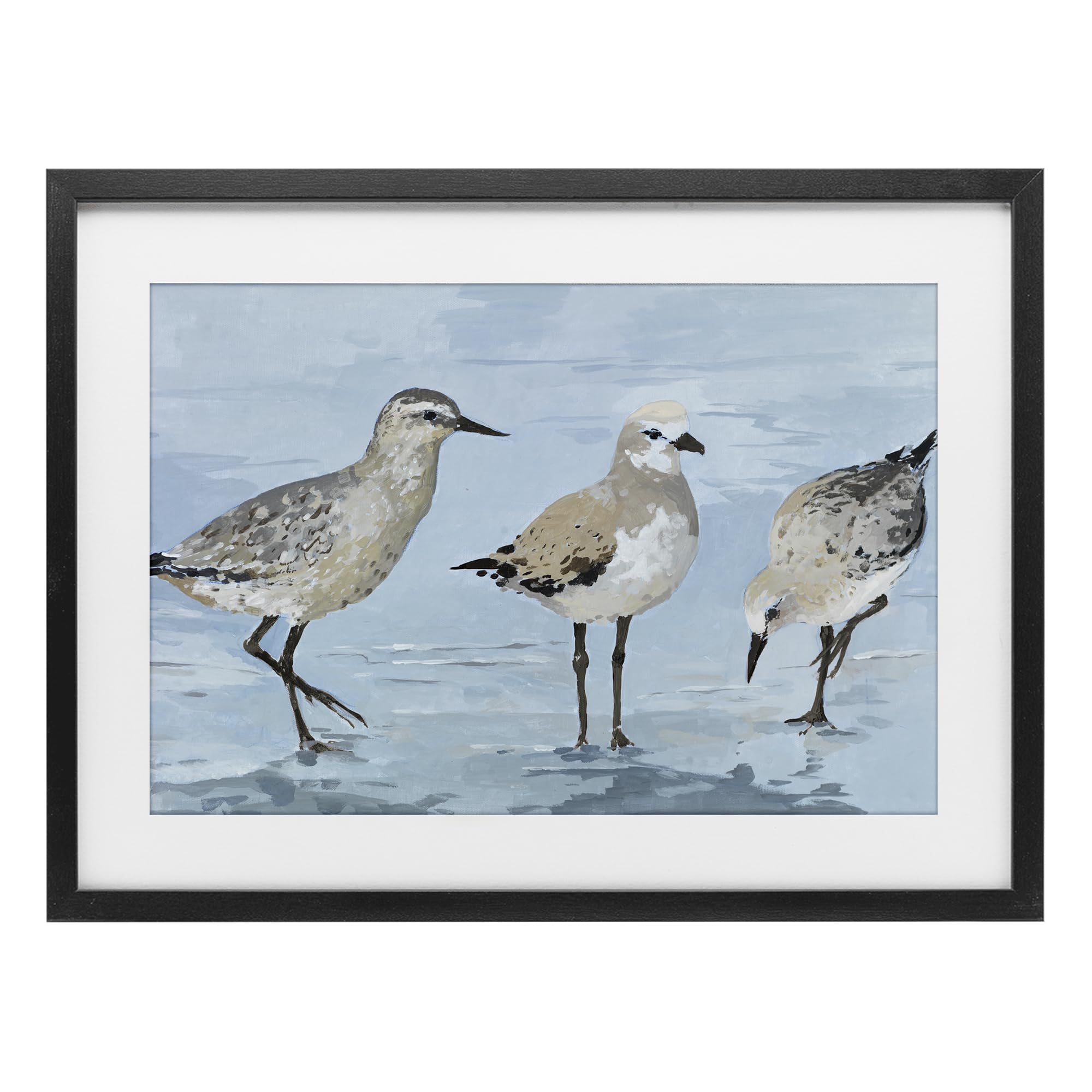 Stupell Industries 'Sandpipers Beach Coastal Scene', Framed Print Under Glass, Black, 20 x 14