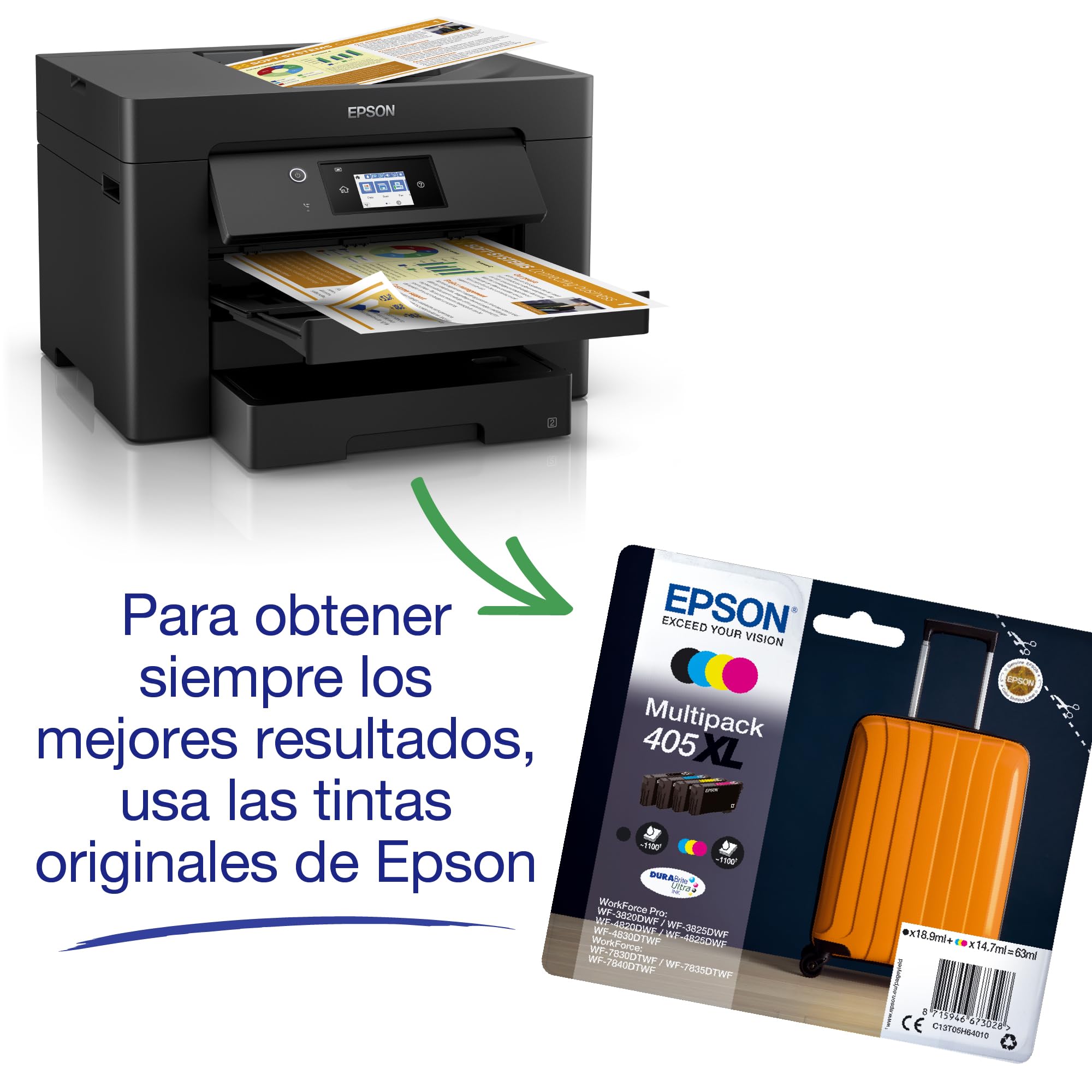 Epson Impresora de inyección de Tinta multifunción Workforce WF-7830DTWF A3 con conectividad inalámbrica y 3 Meses Gratis de suscripción de Tinta ReadyPrint*