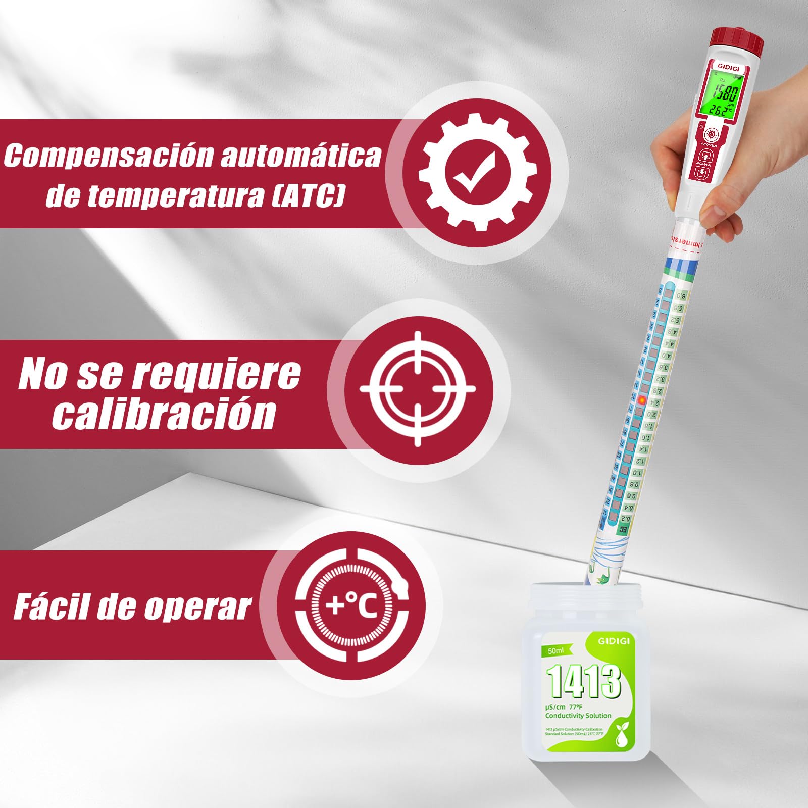 Medidor de Nutrientes Hidroponia，Medidor PPM Medidor EC ，Medidor digital de agua Probador EC TDS (EC/PPM500/PPM700/CF) Diseñado específicamente para el sistema hidropónico, cultos,DWC，Acuario