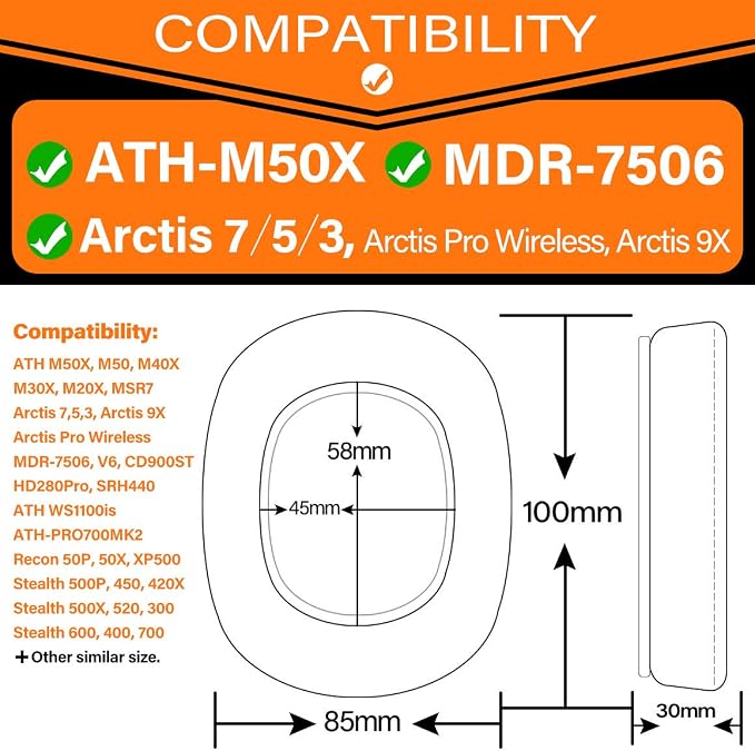 Arctis Earcushions - Almohadillas de terciopelo compatibles con Arctis 7/5/3/1, Pro, 9X, 7X, 7P, G PRO X, Serie RIG 800, BlackShark V2 X, ATH M50X, M40X, MDR-7506 miniatura 2