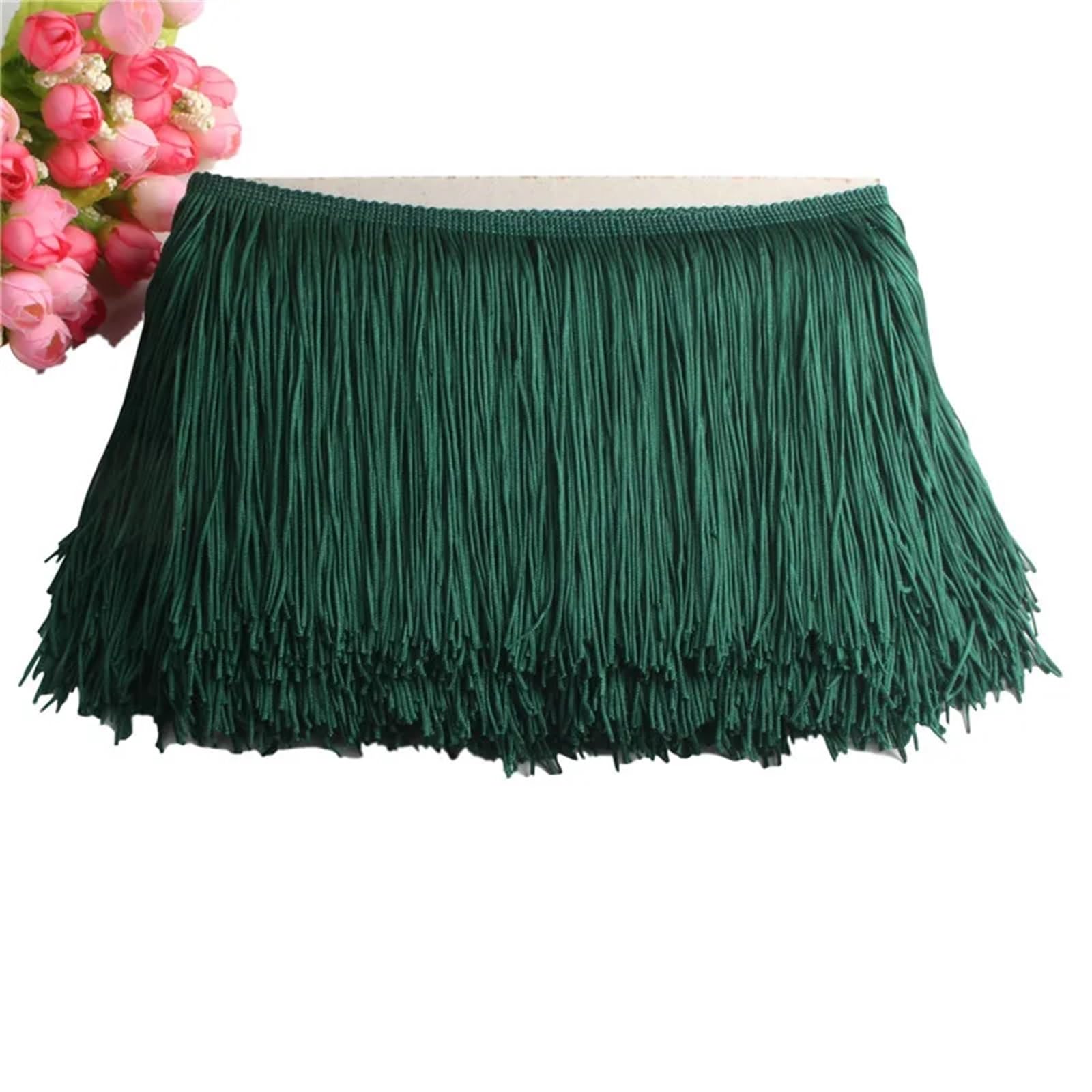 Tassel Fringe 1Yard Lace Fringe Trim 15cm Wide Tassel Fringe Trimming for DIY Latin Dress Stage Clothes Accessories Lace Ribbon(Dark Green)