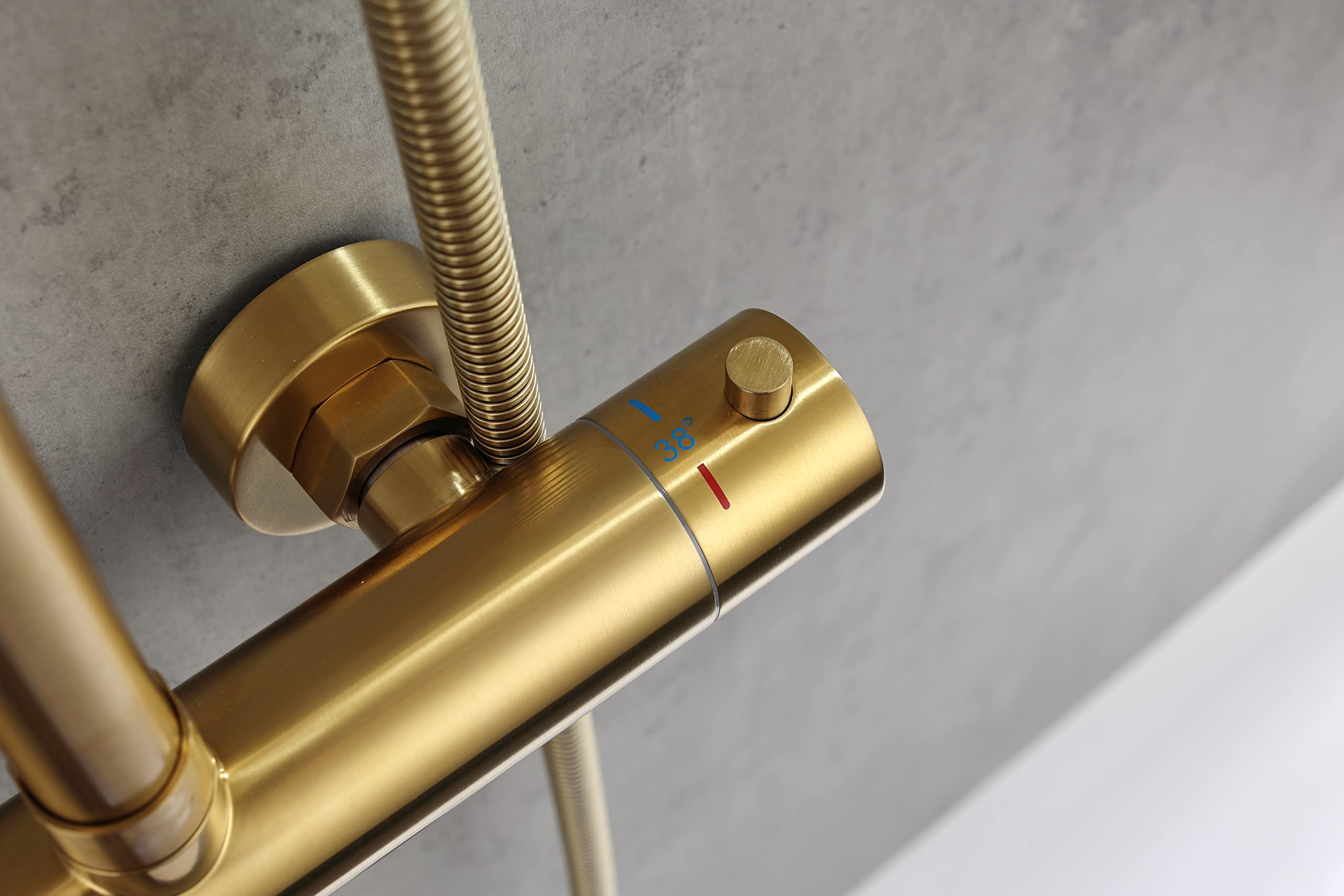 Grifo Ducha Termostatico de Acero Inoxidable | Sistema Completo Con Anti-Cal Función | Columna Ducha termostatica para Baño de Gran Durabilidad | Diseño Elegante | Ducha Baño Latón