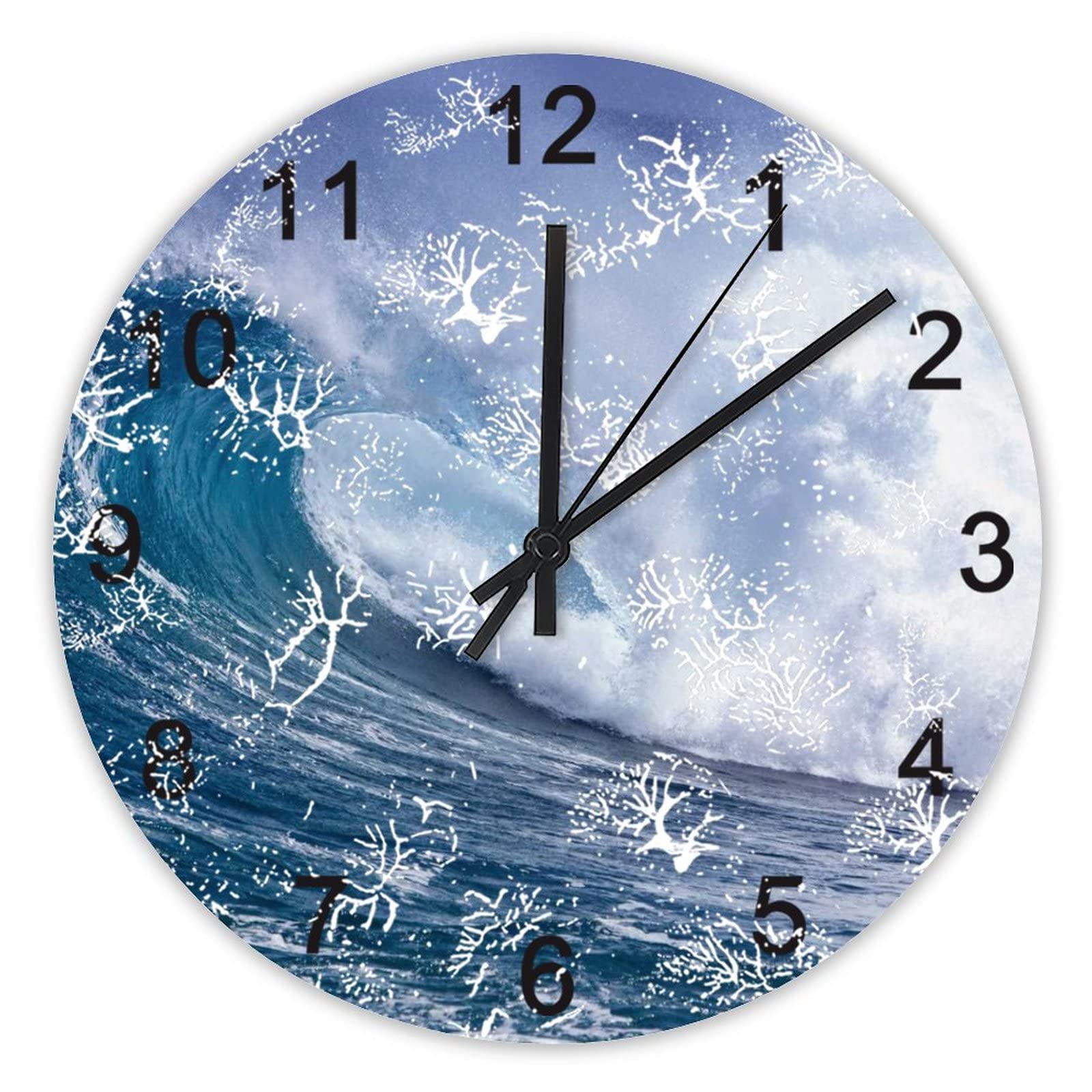 Horloge murale silencieuse grande vague pour décorer la cuisine et le salon
