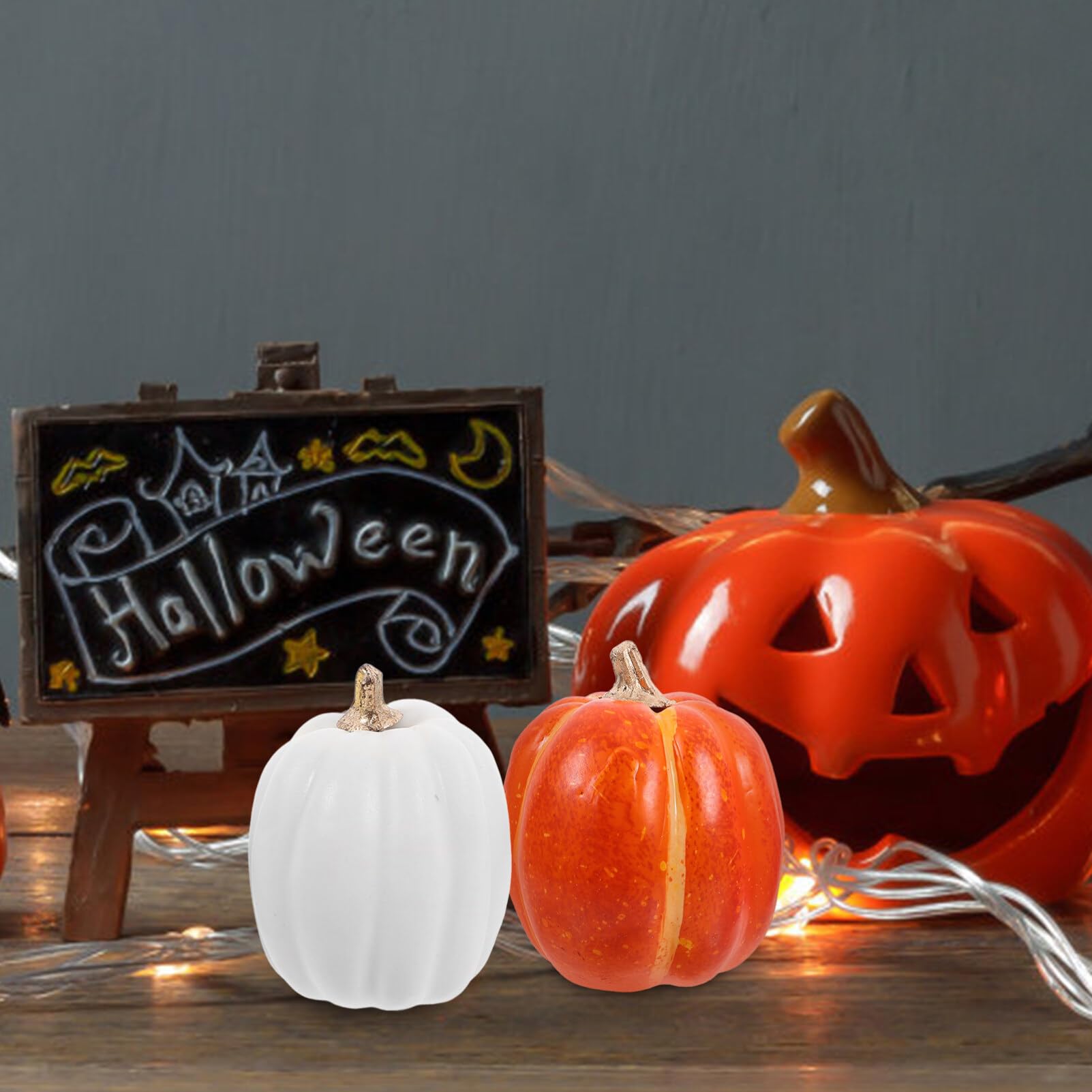7pezzi Modelli Di Zucche Artificiali Per Decorazioni Di Halloween e Ringraziamento Per Centrotavola e Foto Creative Leggere e Resistenti Adatte Per Interni Ed Esterni