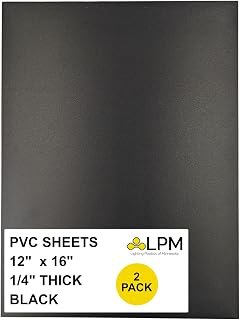 PVC Sheet, Expanded Plastic Sheets, ABS Sheet - 12" X 16" Thin Rigid Black Board for Crafts, 1/4" Thick (2 Pack)