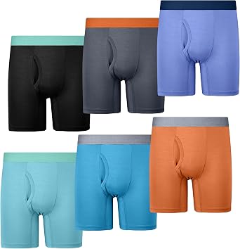 Boys Boxer Briefs 6-Pack Soft, Breathable, Tagless, Moisture-Wicking Underwear with Fly, Lightweight & Stretchy