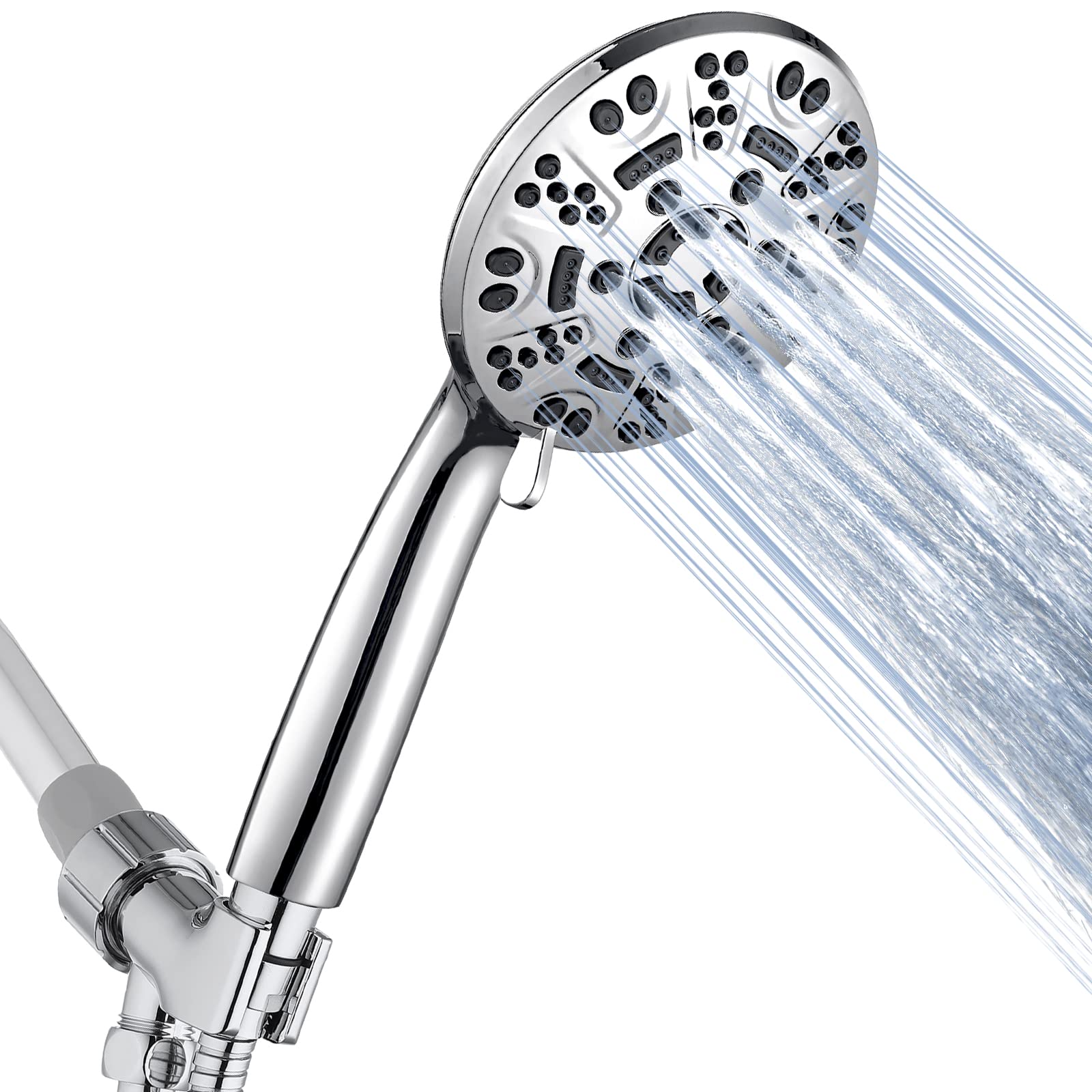 Cobbe 8 Functions Shower Head with handheld High Pressure Shower Head with 71 Inch Hose Bracket Teflon Tape Rubber Washers,Chrome