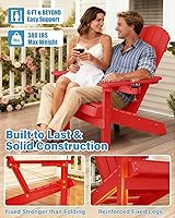 Vista 6 de YEFU Silla Adirondack Resistente a la Intemperie: Sillas Adirondack de Plástico - Sillas de Patio con Portavasos y Textura de Madera - Silla