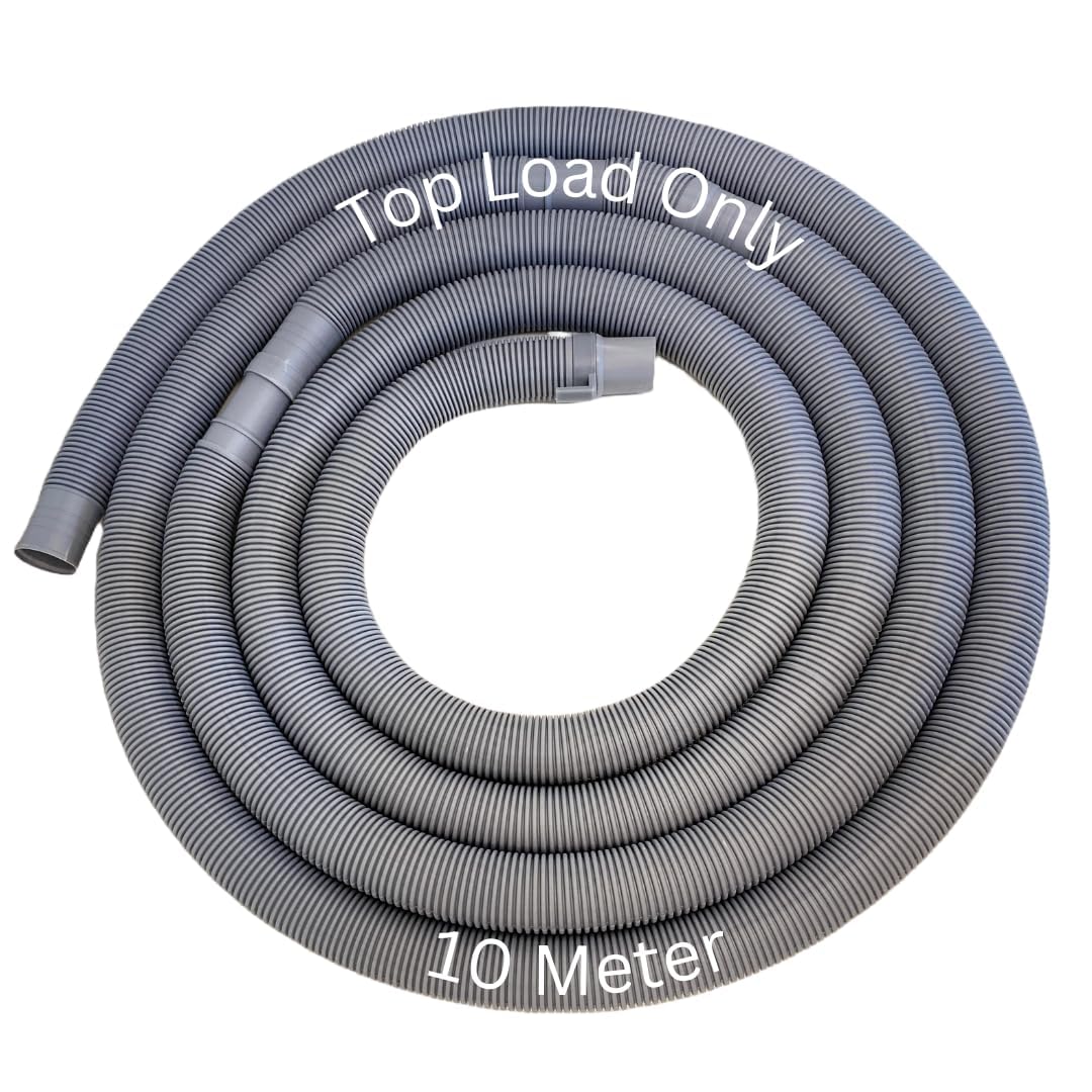 SBD 10 Meter easyfit Top load Fully/Semi Load Washing Machine Outlet Drain Waste Water Hose Flexible Hose Pipe| Corrugated Leakagefree Flexible Drain Outlet Pipe (Pack Of 1) (Grey, 10Mtr)