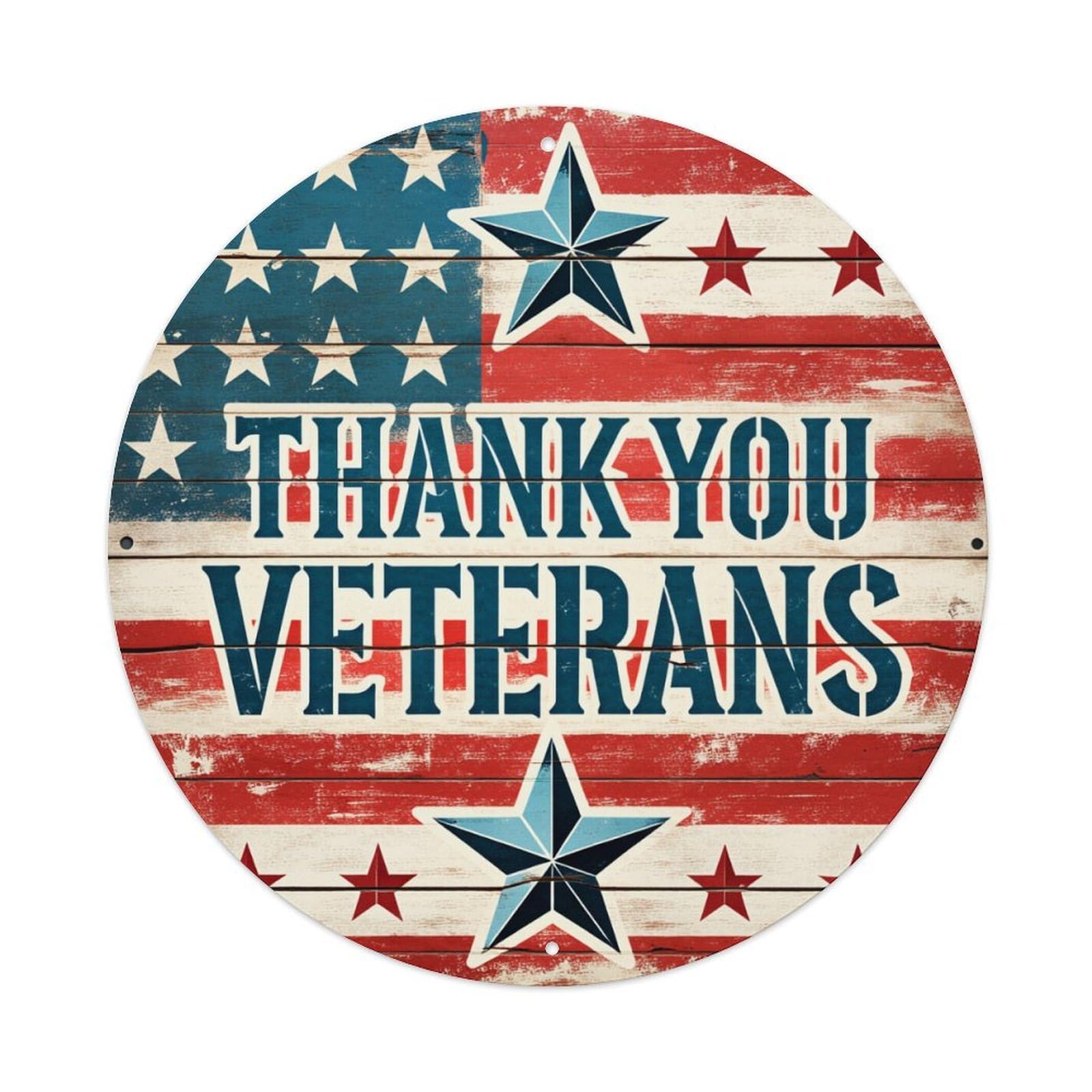 Jdfenggu Vintage American Flag Stars And Stripes Thank You Veterans Retro Metal Tin Sign, Metal Poster For Bar, Home, Man Cave, Kitchen, Laundry Room Art Decor 8X8 Inch