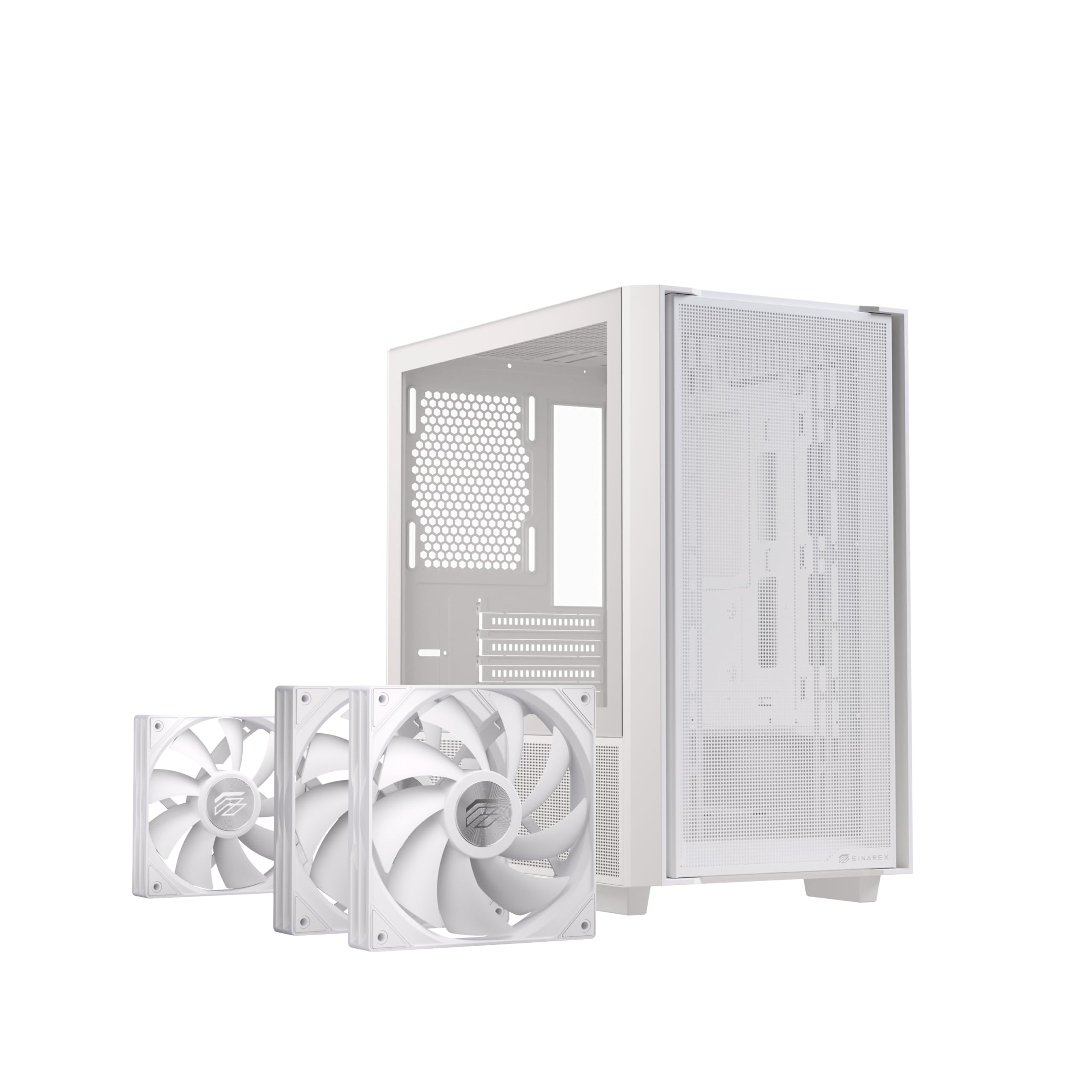 PULSE PM150 White RGB Case PC Gaming Micro-ATX Mini-Tower, 3 Ventole PWM RGB Incluse, Supporto fino a 5 Ventole, Raffreddamento a Liquido 240mm, Vetro Temperato, USB-C