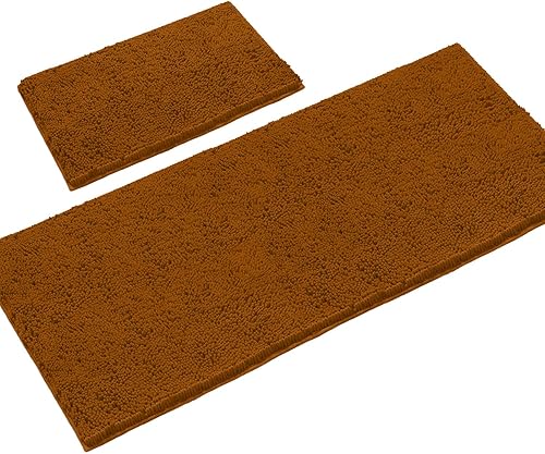 Miniatura 2 de LuxUrux Juego de 2 alfombras de baño de felpa extra suave, material de microfibra de felpilla de 1 pulgada, súper absorbente, ciruela.