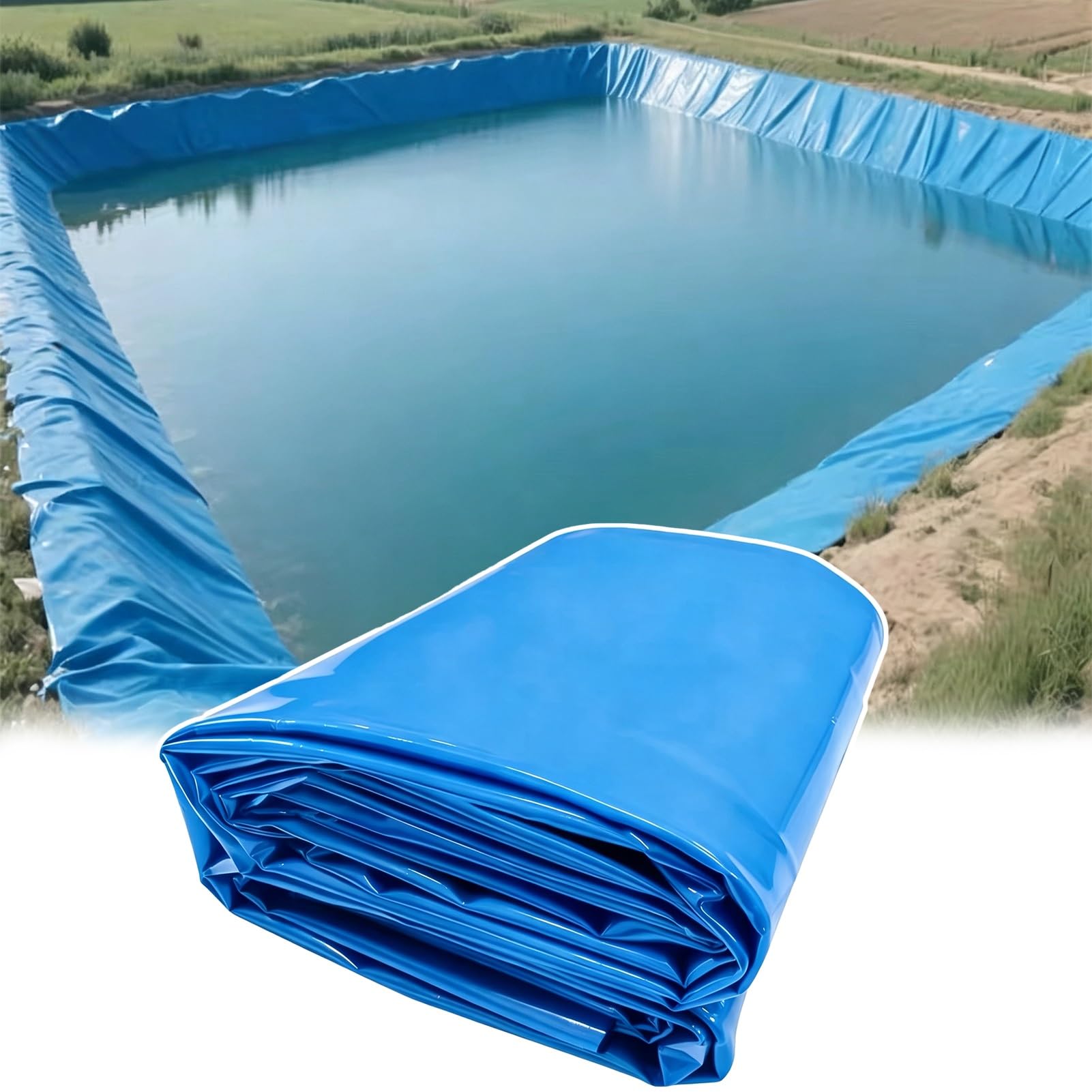 Yopappol 32x32FT Portable Blue HDPE Pond Liner Underlay, Waterproof Anti-Leak Pond Membrane, Ideal for Fish Koi Pond, Water Storage & Irrigation Ponds(3x5m(9.8x16.4ft))