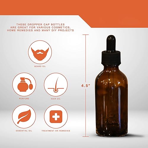 Miniatura 3 de Nevlers Paquete de 48 botellas cuentagotas de vidrio ámbar de 2 onzas  Las botellas de vidrio ámbar incluyen un cuentagotas y embudo y cepillo con