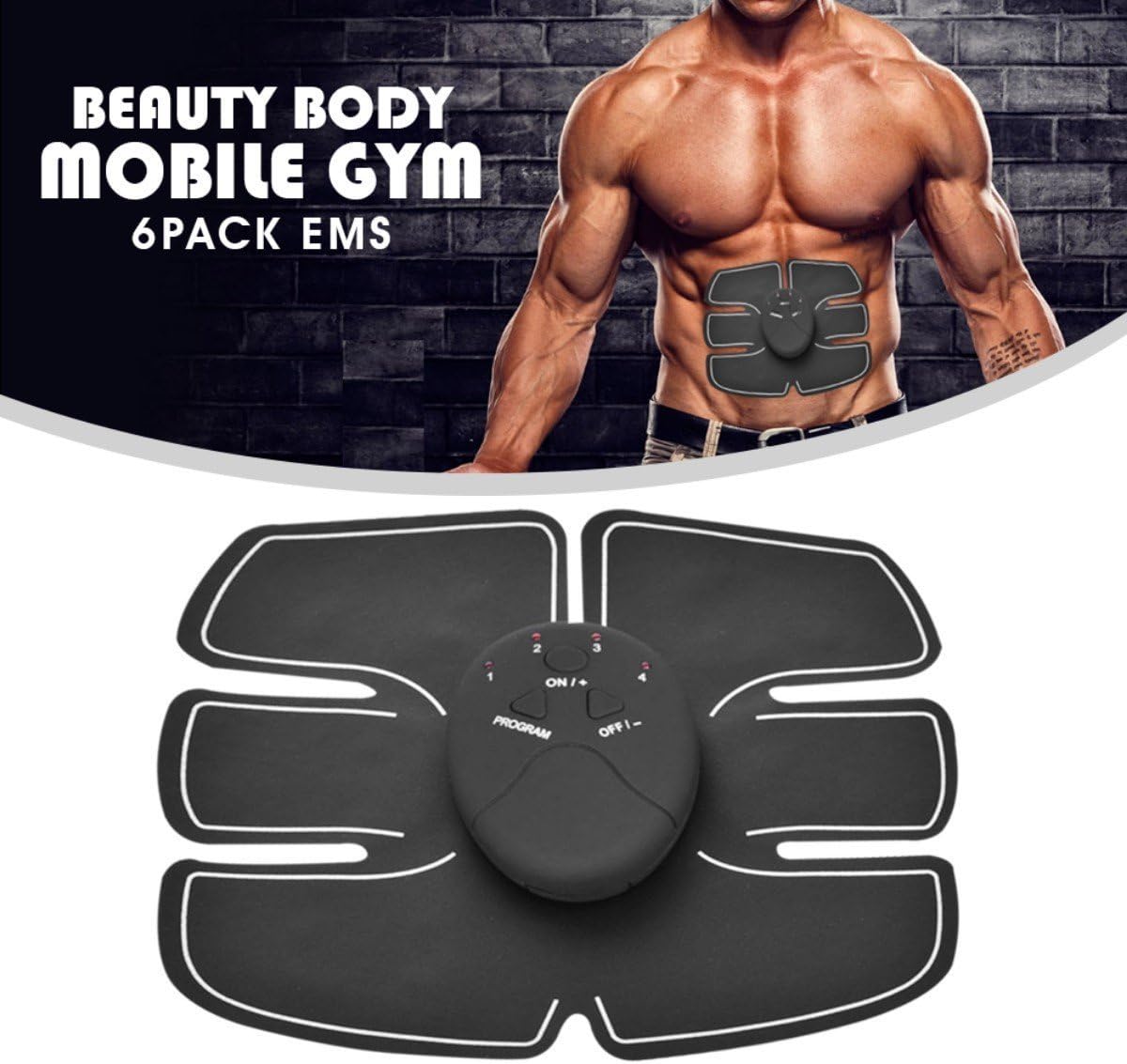 Qualimate Muscle Six Pack Abs Exerciser Trainer Smart EMS Abs Stimulator Fitness Gym Abs Stickers Pad Body Slimming for Men/Women