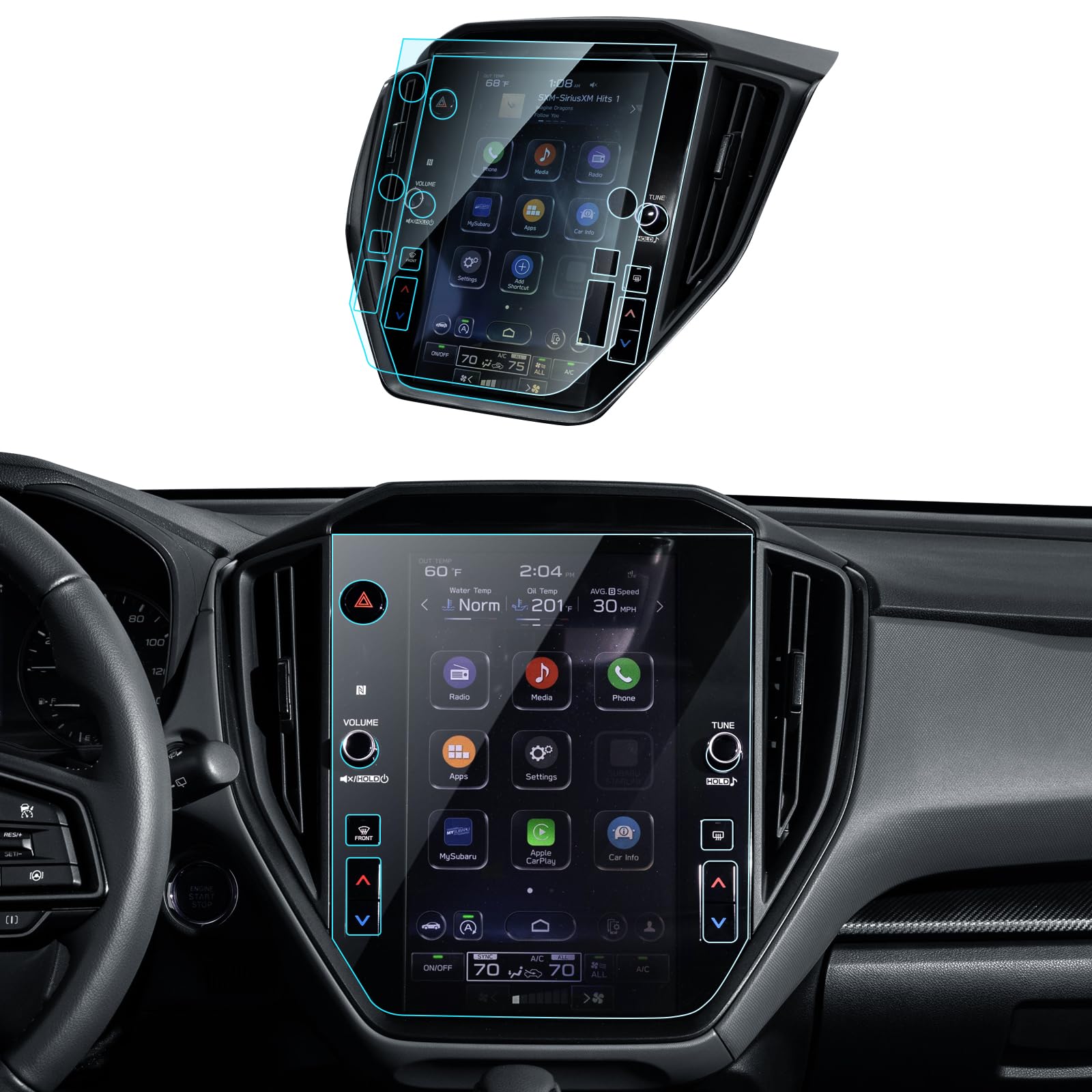 LANTU 2-Pack Crosstrek Screen Protector for 2024 Subaru Crosstrek&2022-2023 WRX STARLINK 11.6’’ Tempered Glass Center Control Touchscreen Car Navigation Protector Film Anti-Glare Anti-Fingerprint