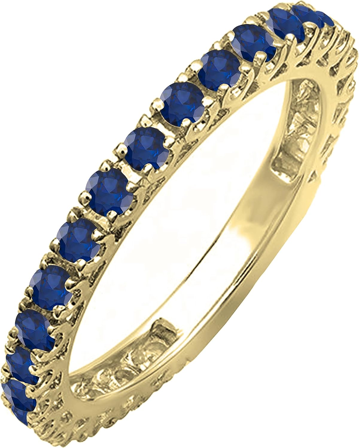 Dazzlingrock Collection 0.90 Ctw Round Blue Sapphire Vintage Eternity Infiniteness Stackable Wedding Band for Women, Available in 10K/14K/18K Solid Gold