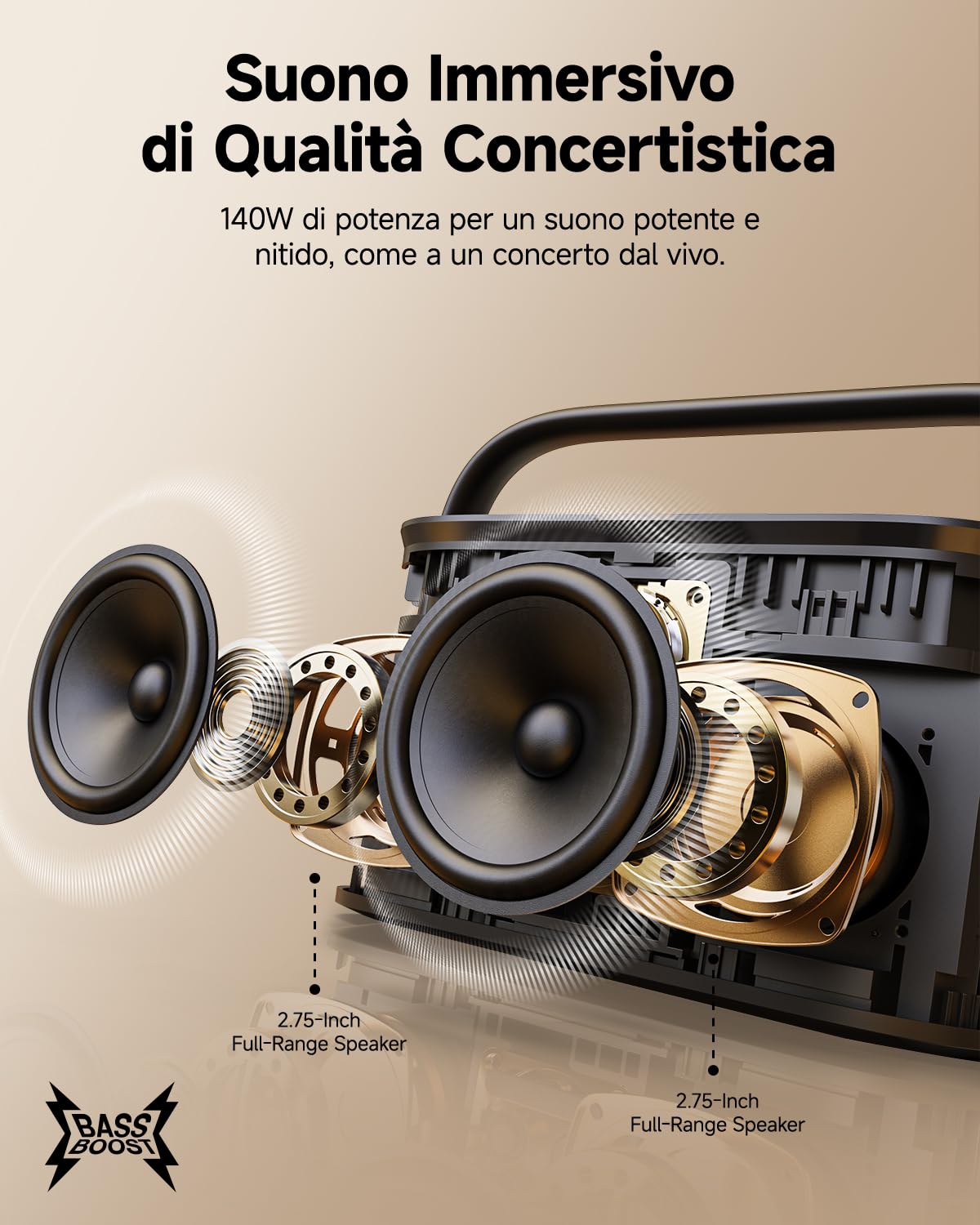 Ikarao Cassa Karaoke con 2 microfoni Senza Fili - Potenza 140W - Schermo Integrato - Wi-Fi, HDMI - Con App Karafun - Per Feste（Shell S2）