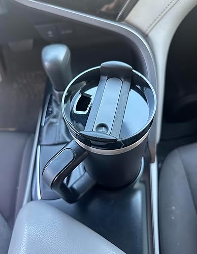 Miniatura 4 de Termo de taza de 30 onzas, acero inoxidable, doble cara, popote incluido, adecuado para portavasos de automóvil, rejilla manual, perfecto para