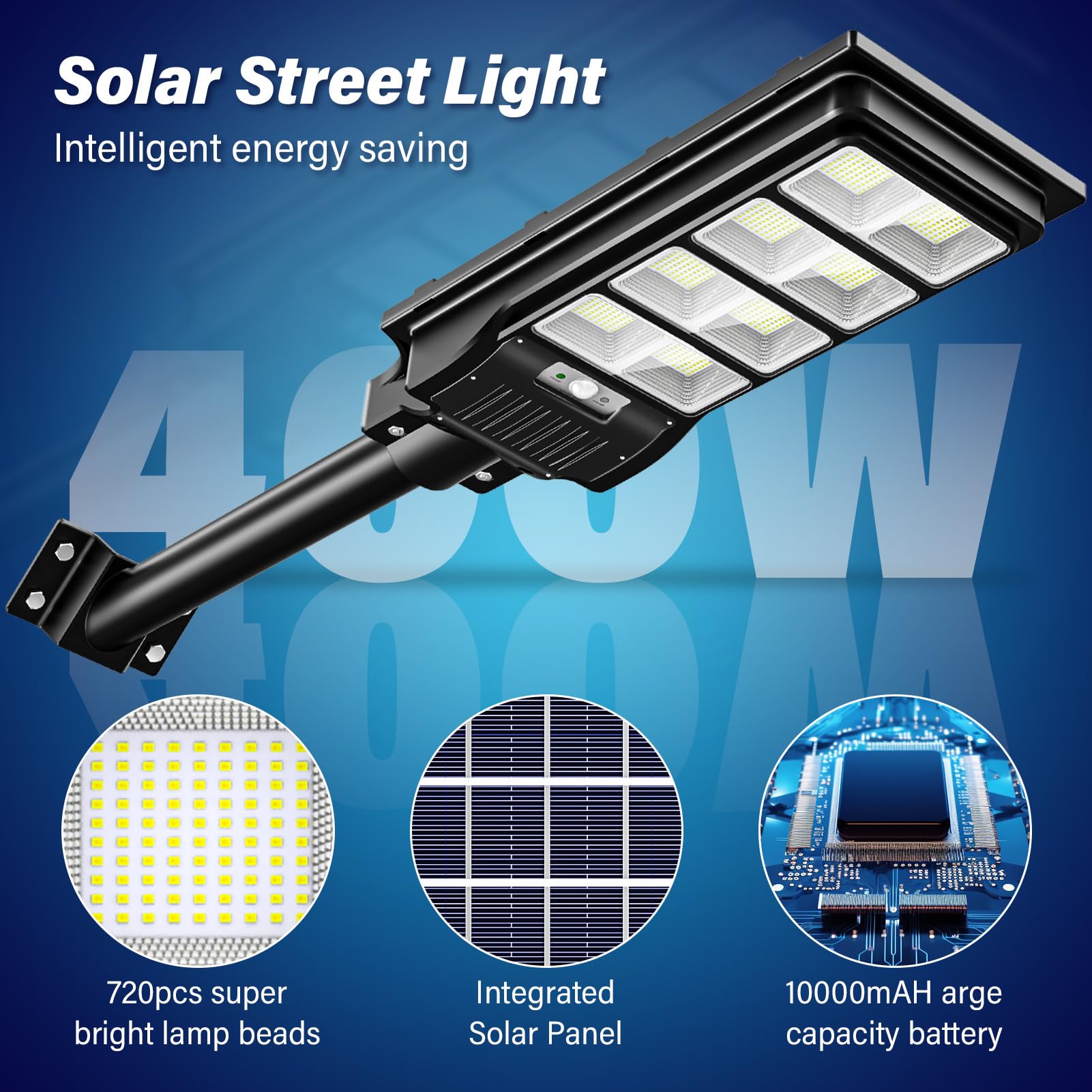 Viugreum 2 PACK 400W LED Solar Straßenlaterne mit Fernbedienung 720 LED 6500K Straßenlampe Wandleuchte mit Bewegungsmelder Sensor IP65 Wasserdicht Außen Straßenleuchte Wegeleuchte Freien