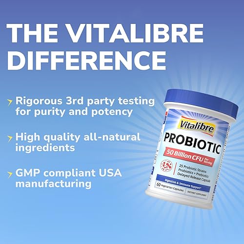 Miniatura 8 de Probiótico para mujeres y hombres, 50 mil millones de UFC, 25 cepas diversas más prebióticos, para salud digestiva y apoyo inmunológico, liberación