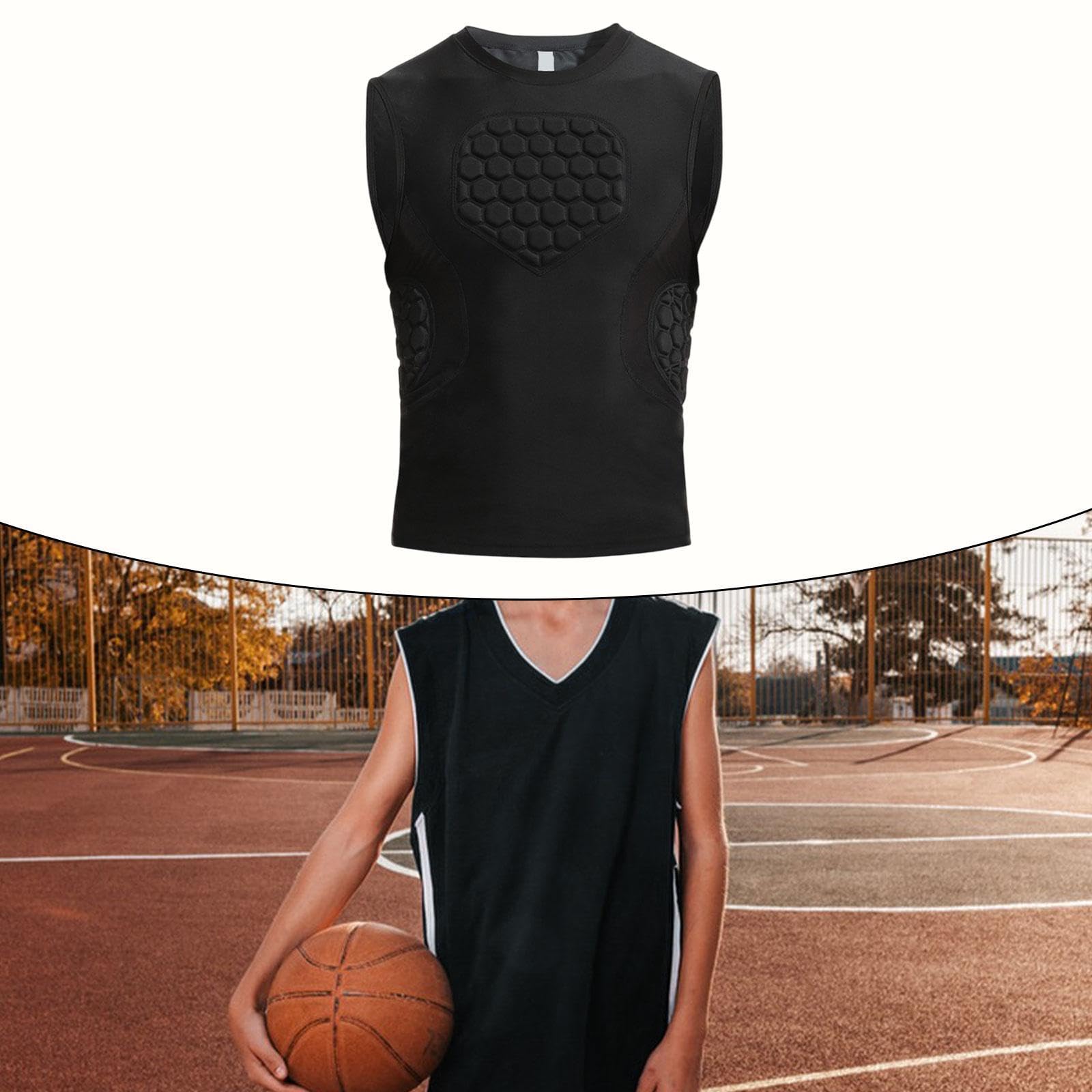 F Fityle Camisa de compresión Acolchada para Hombre Protector de Costilla de la Costilla aliviable Chaleco de compresión de Equipo de protección para Rugby de
