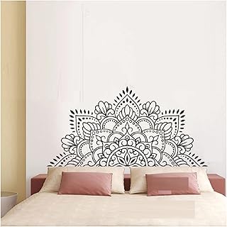Naklejki ścienne DIY pół mandala naklejki ścienne winylowe wystrój domu do salonu wezgłowia sypialni drzwi sztuka murale 55 x 113 cm